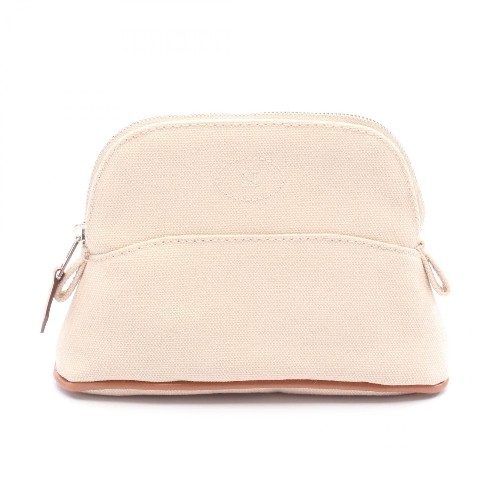 Hermes Hermes Bolide Pouch 15 Canvas Leather Pouch Canvas Vanity Bag DUTY FREE for USA