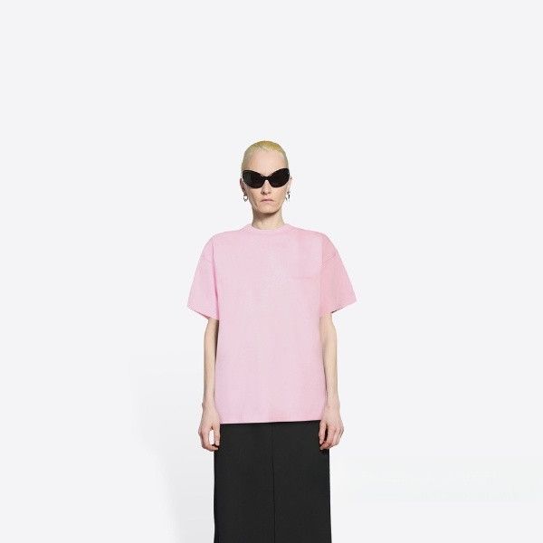 Balenciaga o1s1wg111124 T-Shirt Large Fit in Pink Size L / US 10 / IT 46 - 3 Thumbnail