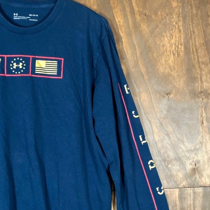Under Armour Under Armour Mens Shirt Blue Loose Project Rock Freedom Respect Veteran M Shirt Long Sleeve Crew Neck Jersey Cotton Polyester Spandex Size US M / EU 48-50 / 2 - 5 Thumbnail