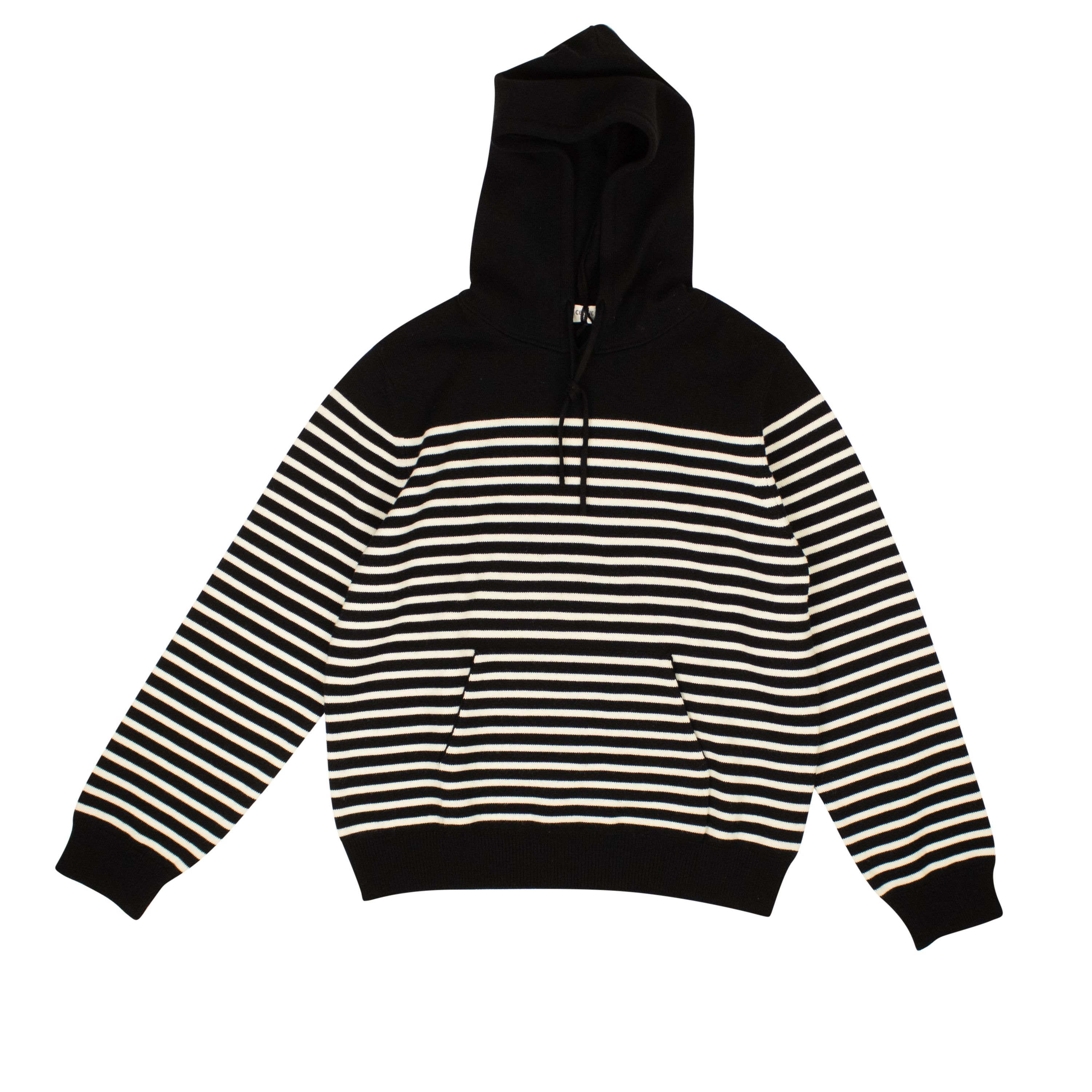 image of Celine Black & White Wool Striped Sweatshirt Size Xl, Men's