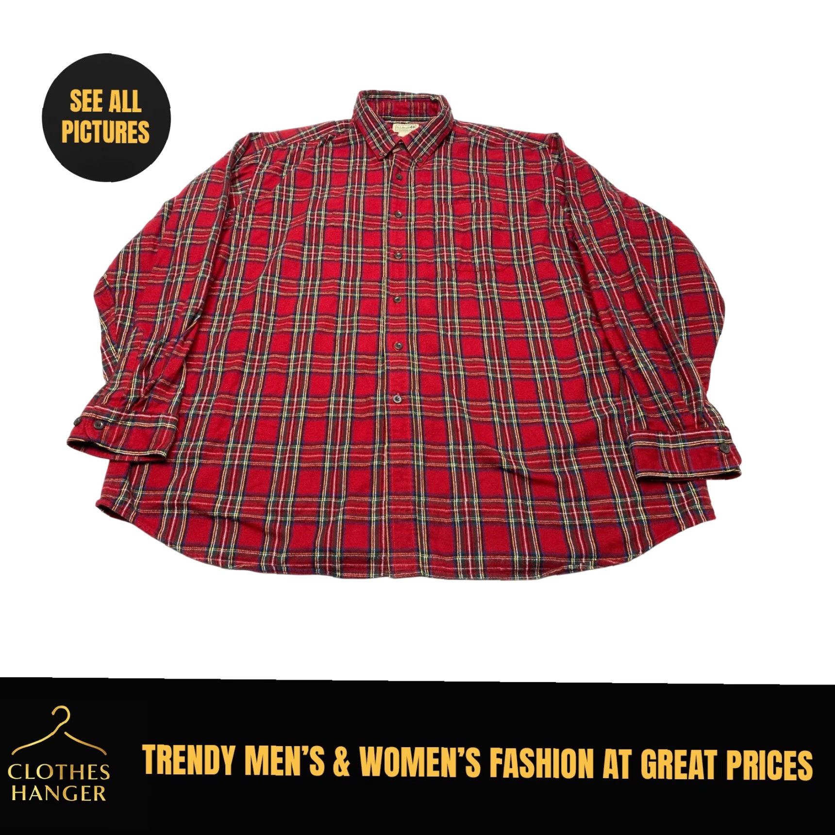 Vintage L.L. Bean Shirt Men’s 2XL Red Plaid Long Sleeve Flannel 100% Cotton 7661 Size US XXL / EU 58 / 5 - 2 Thumbnail