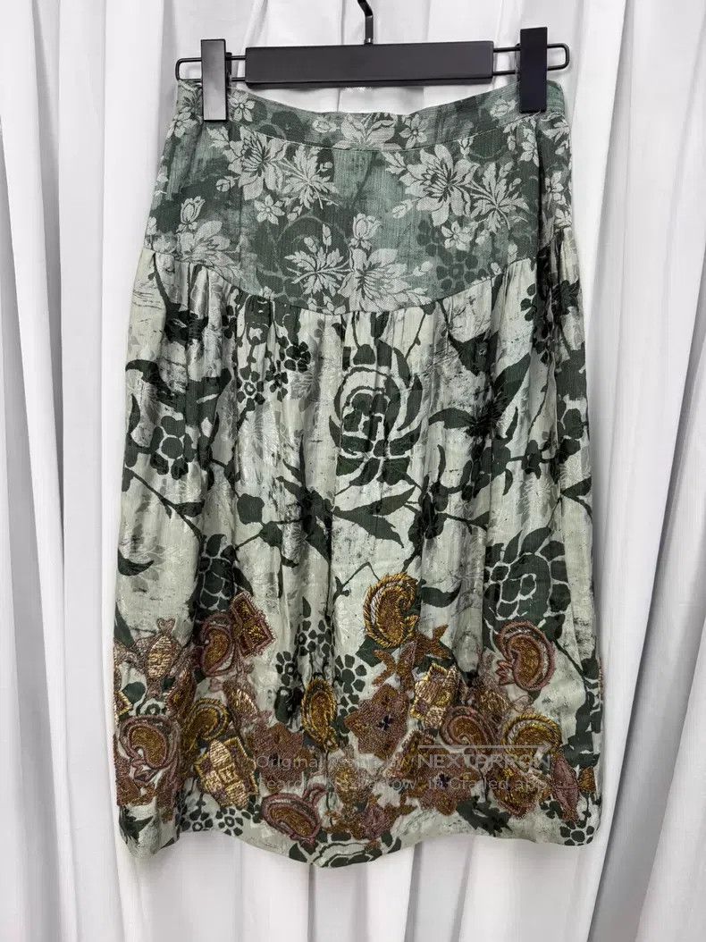 Dries Van Noten Dries Van Noten Metallic thread embroidered maxi skirt| Size 25" / US 0 / IT 36 - 4 Thumbnail