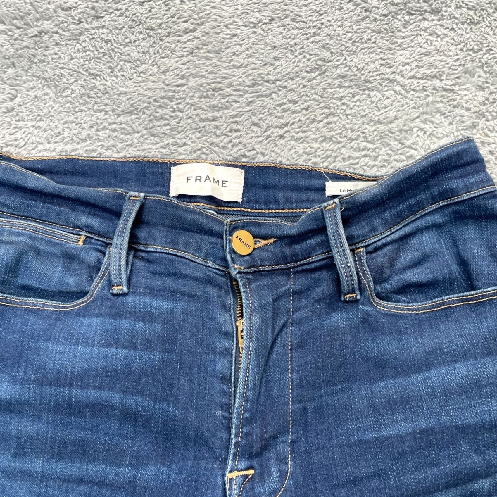 Frame FRAME Jeans Womens 27 Blue High Straight Leg Cobbert Denim Cotton Raw Hem Size 27" / US 4 / IT 40 - 6 Thumbnail