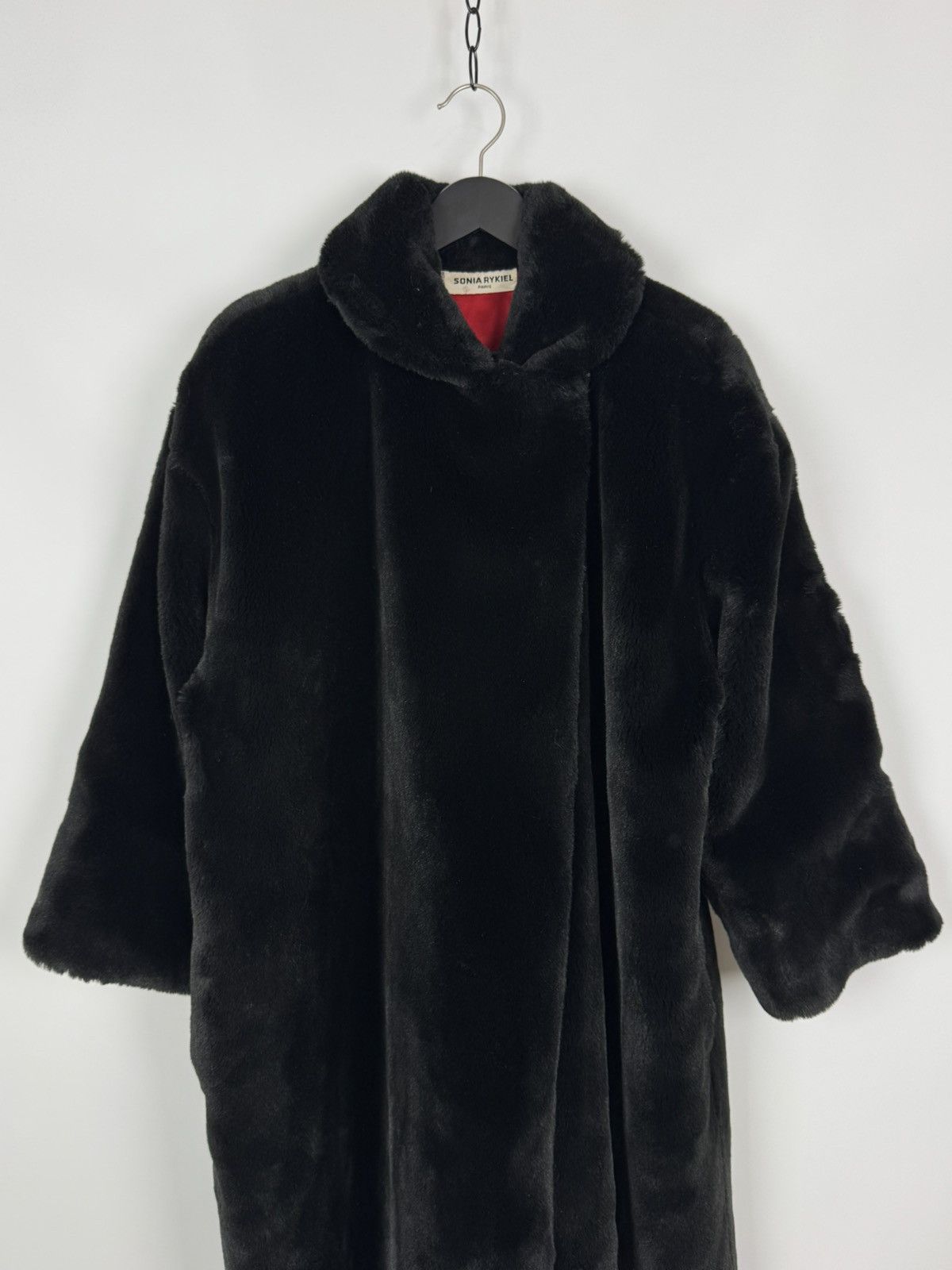 Sonia Rykiel Sonia Rykiel Paris Faux-Fur Maxi Length Black Overcoat Size ONE SIZE - 5 Thumbnail