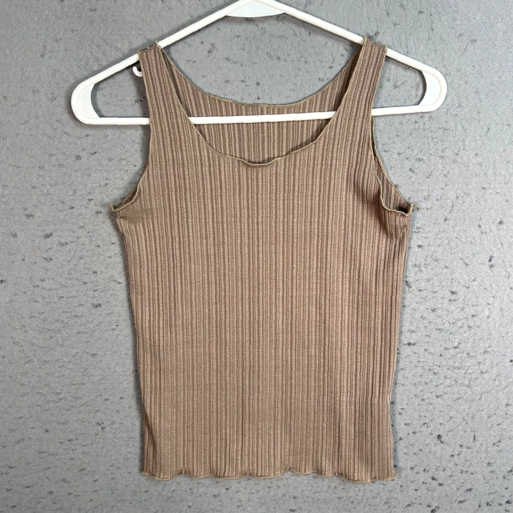 Vintage VINTAGE 3.3 Field Trip Striped Tan Ribbed Tank Top Womens One Size Size ONE SIZE - 2 Thumbnail