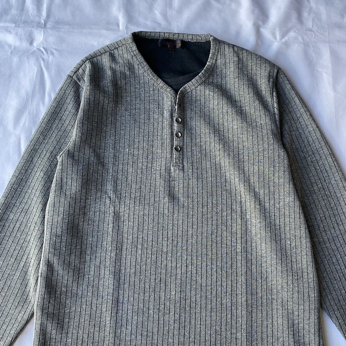 Issey Miyake × Japanese Brand Japanese Essential 90s Grunge Ribbed Button Up Henley Tees Size US L / EU 52-54 / 3 - 7 Thumbnail