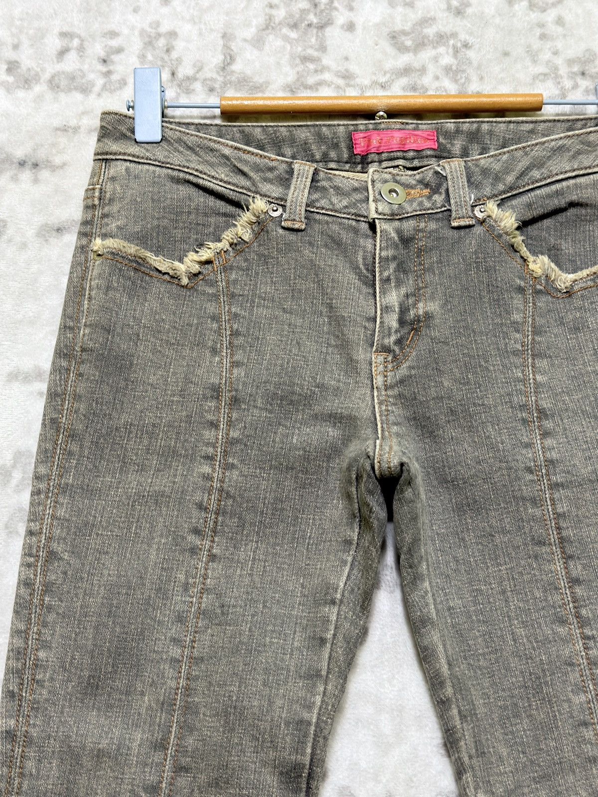 Vintage Pink Papillon Reconstructed Bootcut Bell Bottom Fringe Denim Size 27" / US 4 / IT 40 - 4 Thumbnail