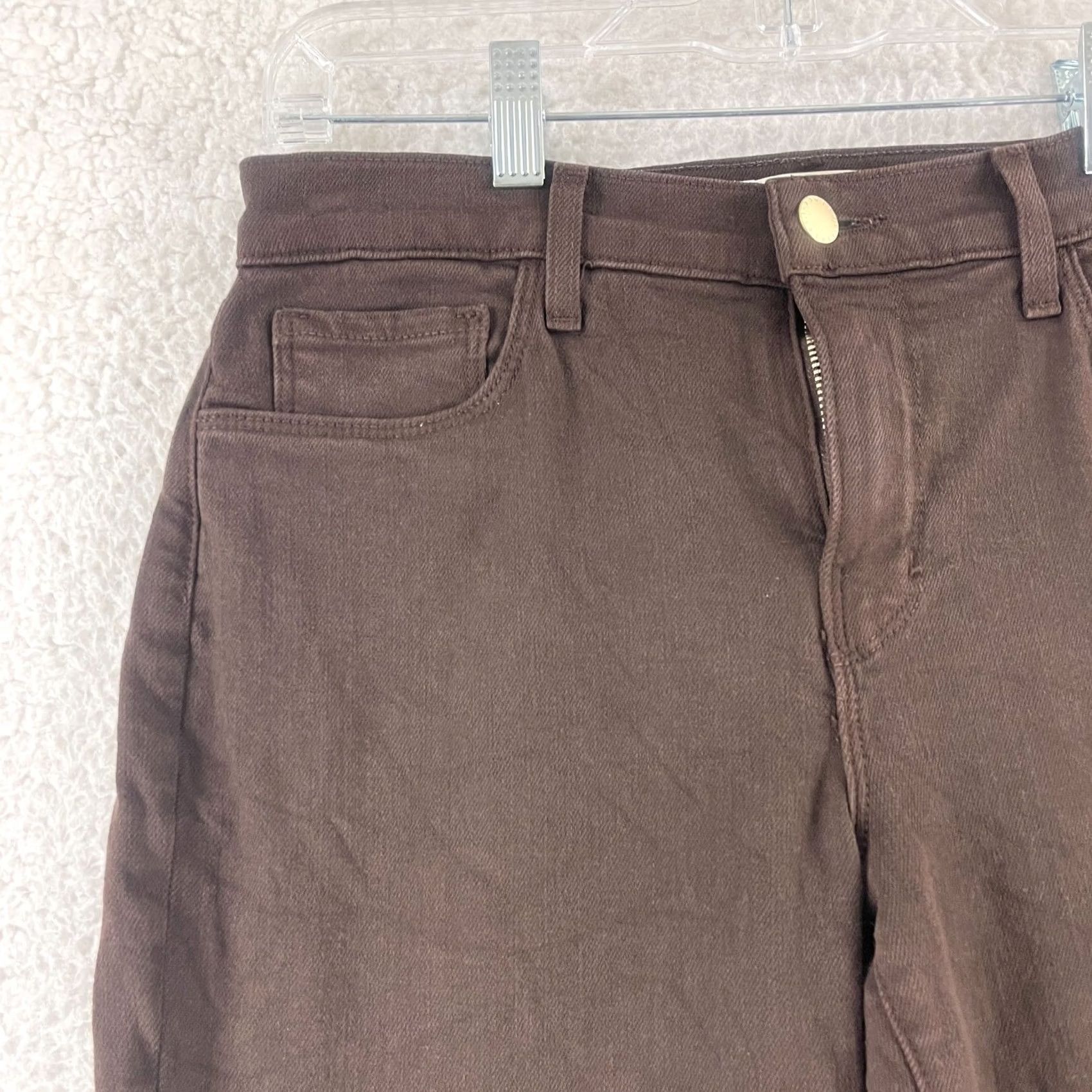 L'AGENCE L'Agence Sada Jeans Womens Size 25 Brown Denim High-Rise Cropped Slim Frayed Hem Jeans Size 42" / US 20 - 4 Thumbnail