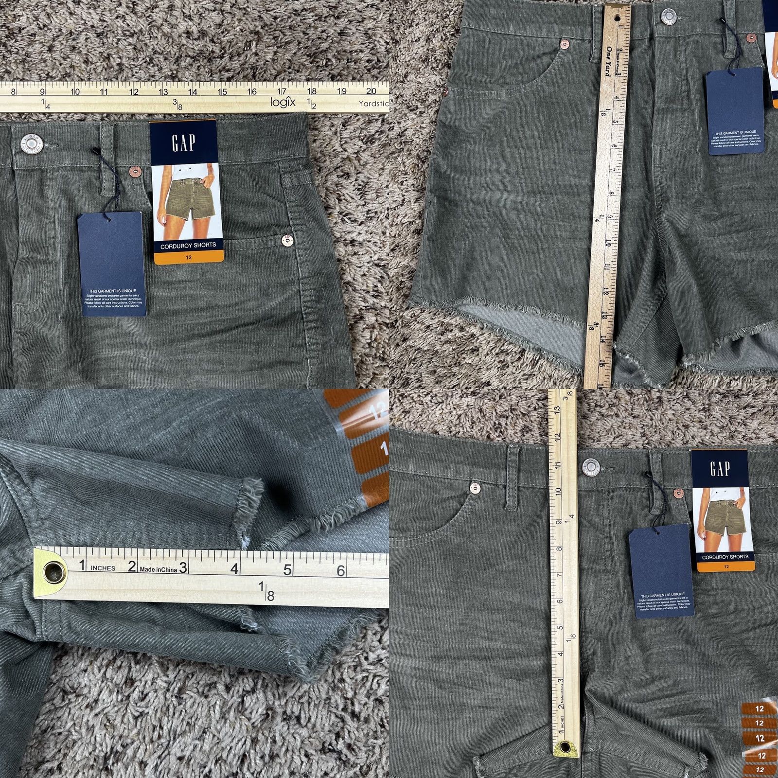 Gap Gap Shorts Women 12 Corduroy Midi Cut Off Cotton Stretch Mid Rise Dark Green Size 34" / US 12 / IT 48 - 8 Thumbnail