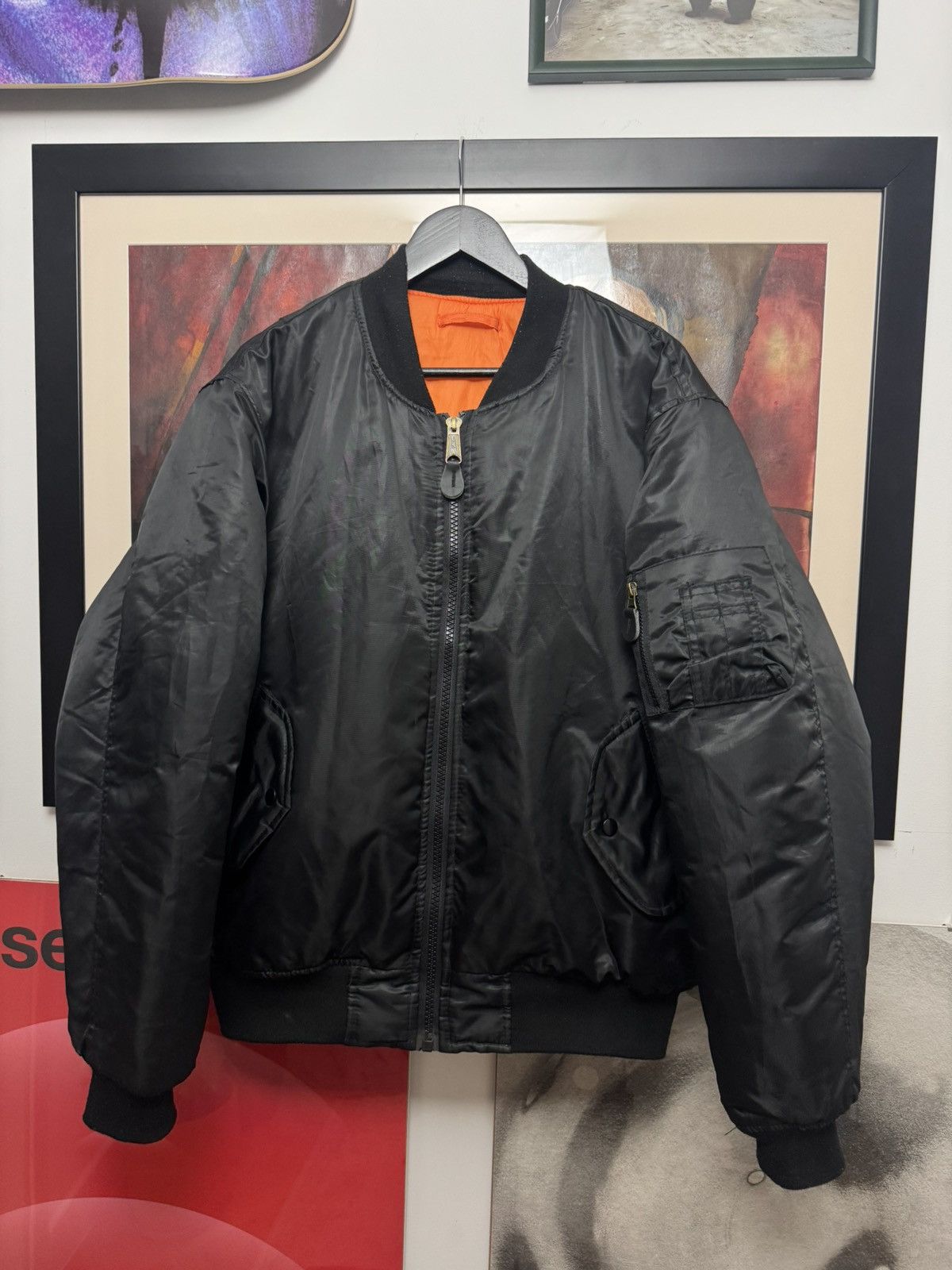 Vintage Ma1 Flyer Black Vintage Nylon Bomber Jacket BoxyFit Oversize Size US L / EU 52-54 / 3 - 1 Thumbnail