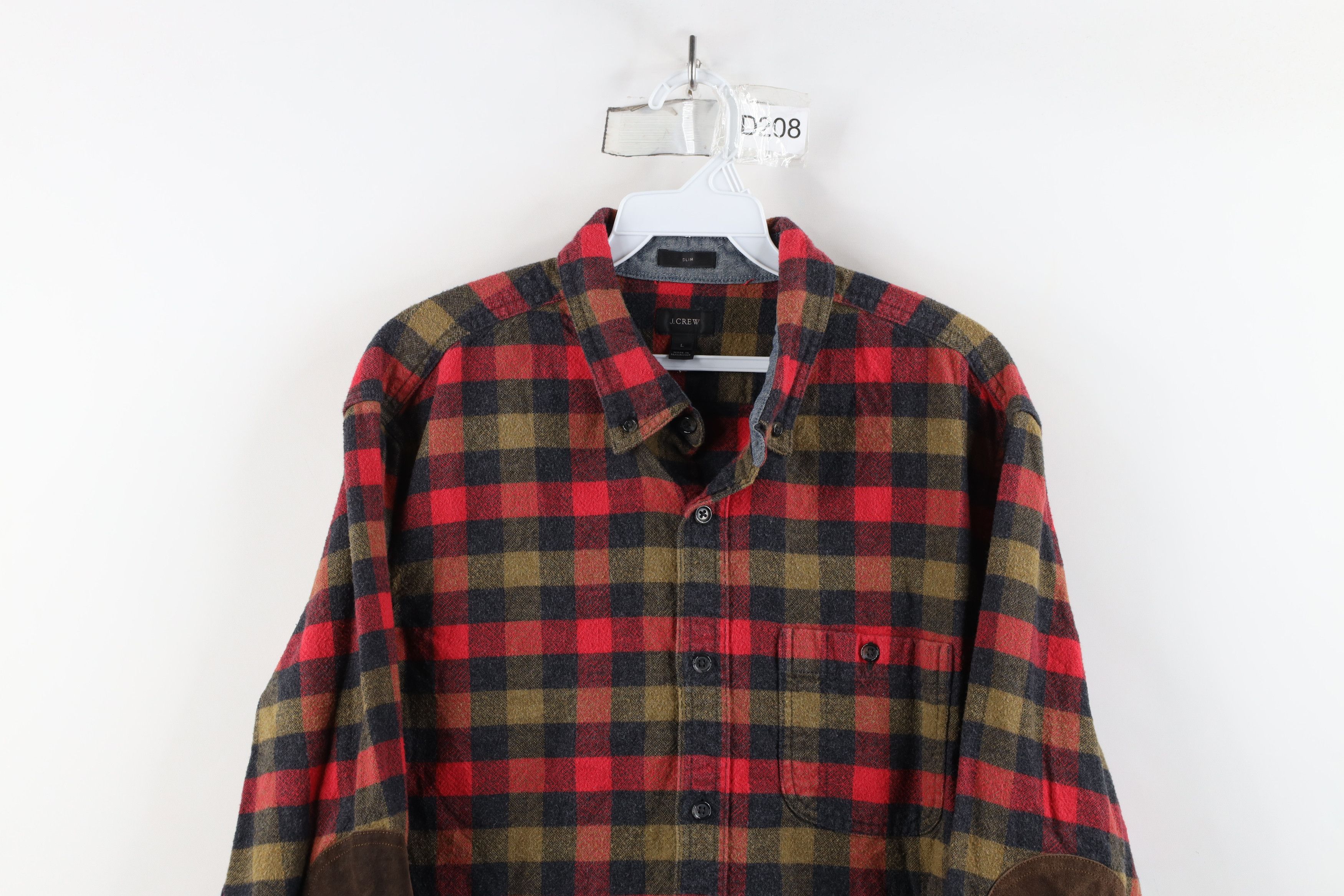 J.Crew × Vintage J Crew Suede Elbow Patch Flannel Collared Button Down Shirt Size US L / EU 52-54 / 3 - 2 Thumbnail