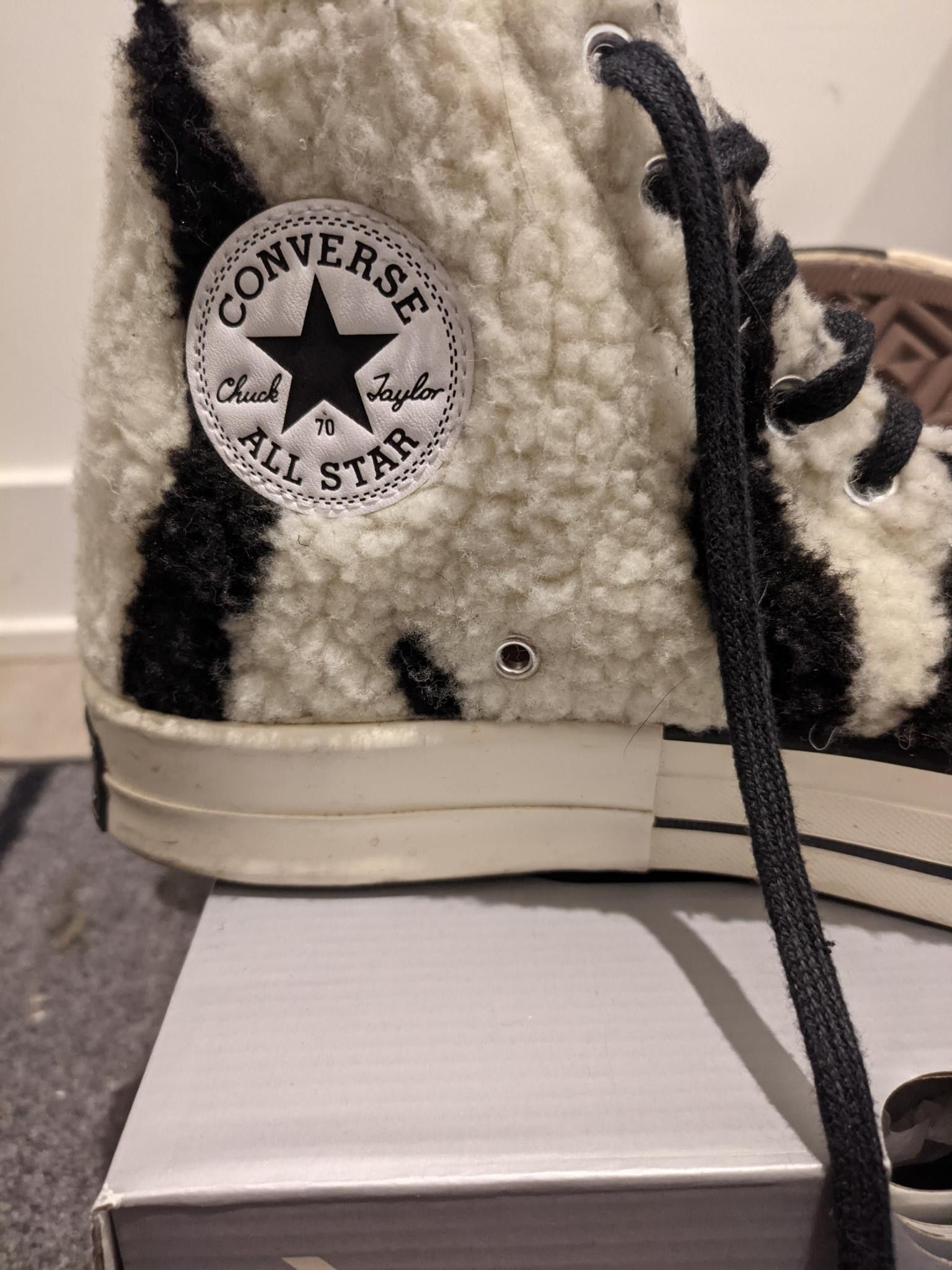Rick Owens Drkshdw TURBODRK Zebra Fleece Converse Hightop Sneakers Size US 9 / EU 42 - 2 Thumbnail