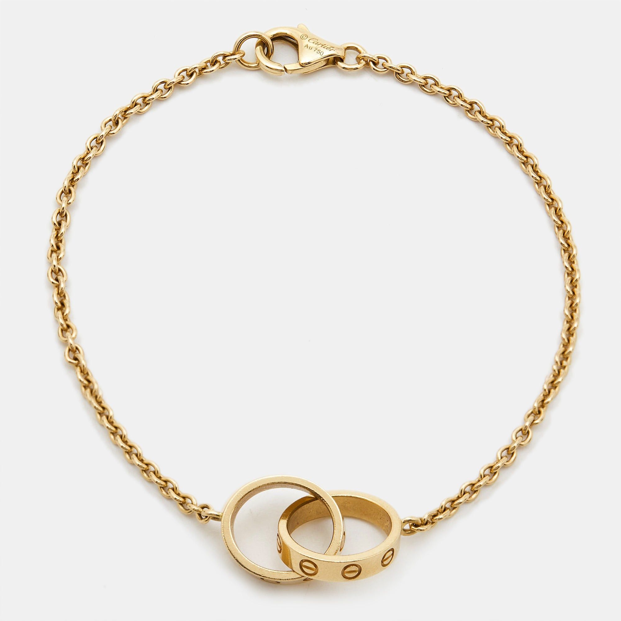 image of Cartier Love Interlocking Loops 18K Yellow Gold Bracelet, Women's