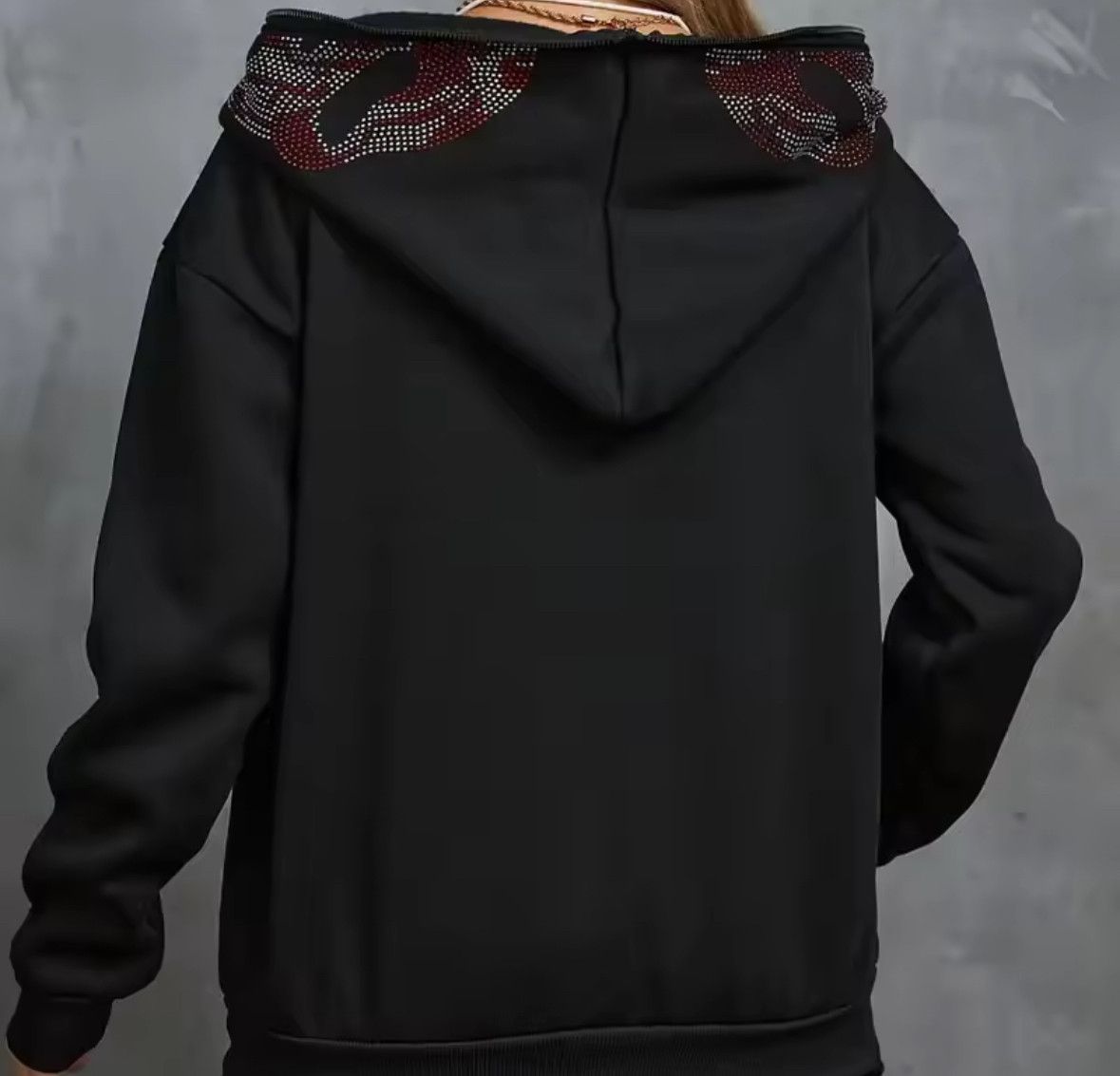 Other Autumn Fashion Punk Y2K Goth Grunge Rhinestones Teeth Hoodie Size US S / EU 44-46 / 1 - 4 Thumbnail