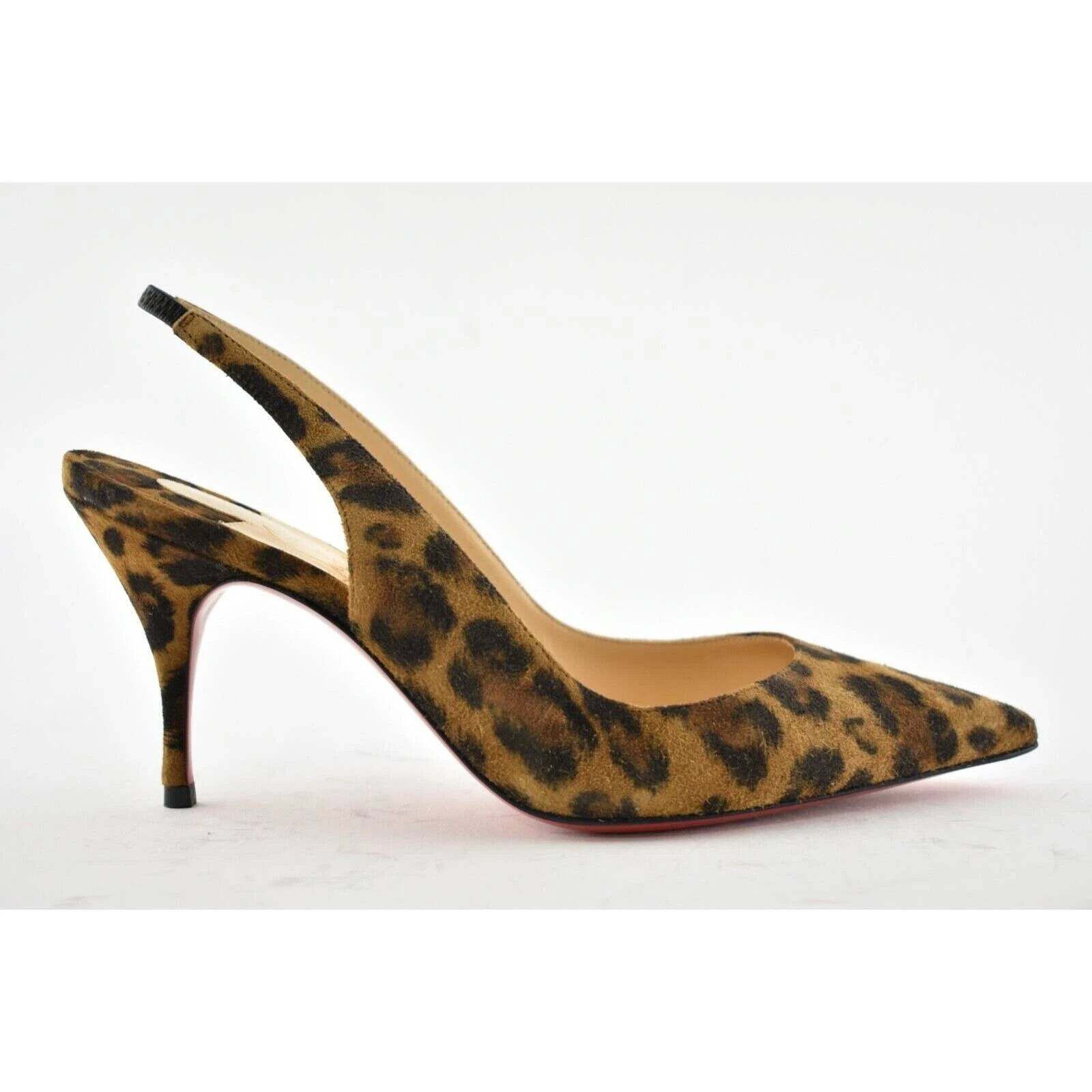Christian Louboutin Christian Louboutin Clare Sling 80 Brown Black Leopard Size US 5.5 / IT 35.5 - 2 Thumbnail