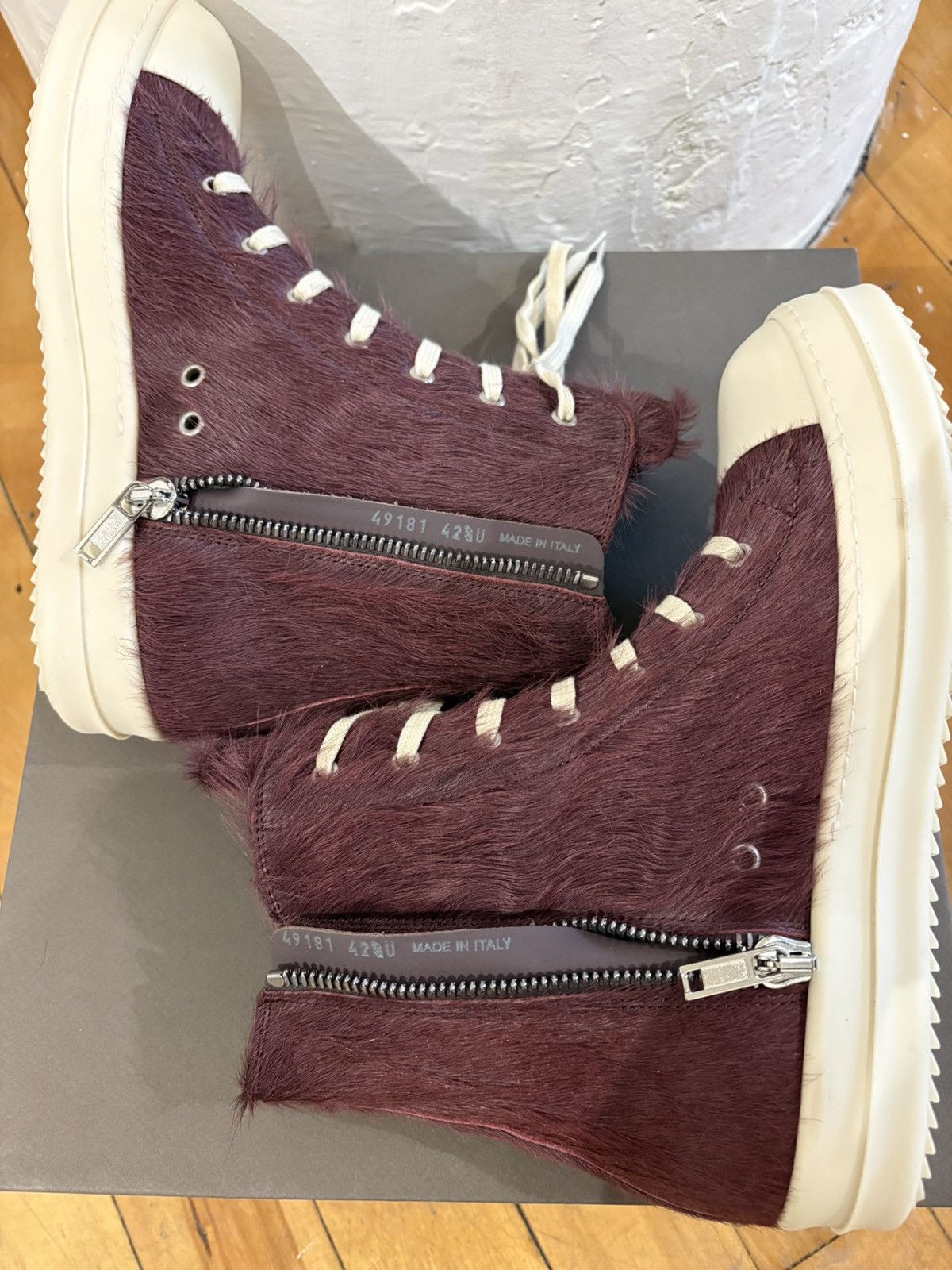 Rick Owens Rick Owens FW23 "Luxor" Amethyst pony hair ramones Size US 9.5 / EU 42-43 - 6 Thumbnail