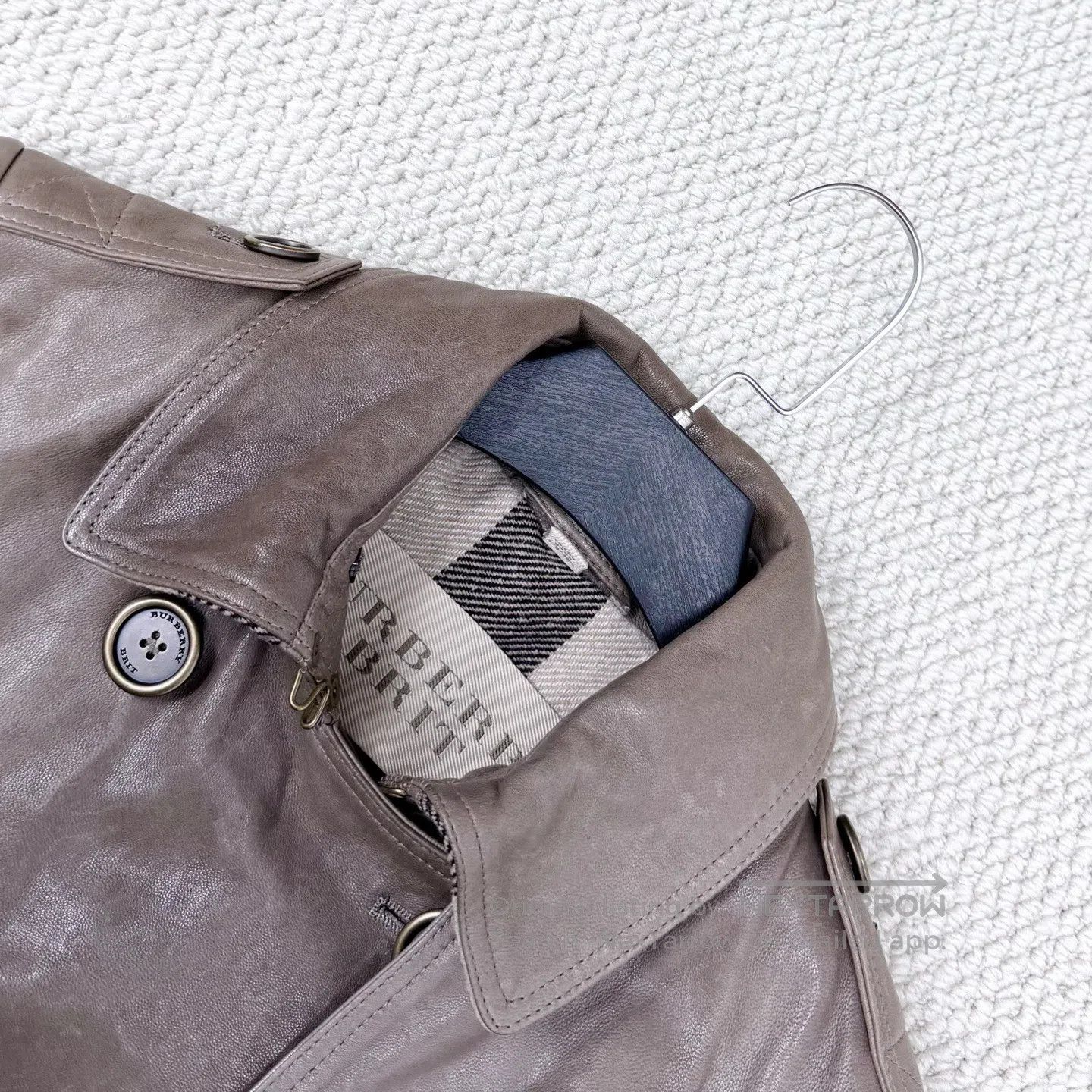 Burberry Burberry Brown Vintage Distressed Lamb Leather Double-Brea Size S / US 4 / IT 40 - 4 Thumbnail