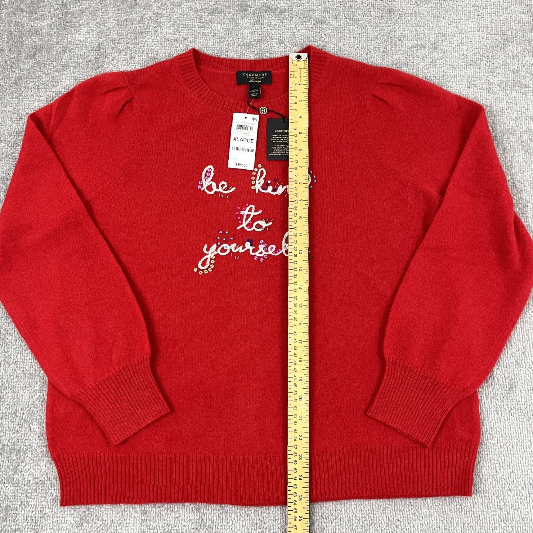 Charter Club CHARTER CLUB Sweater Womens XL Red 100% Cashmere Be Kind Jolly Holiday Luxury Size XL / US 12-14 / IT 48-50 - 5 Thumbnail