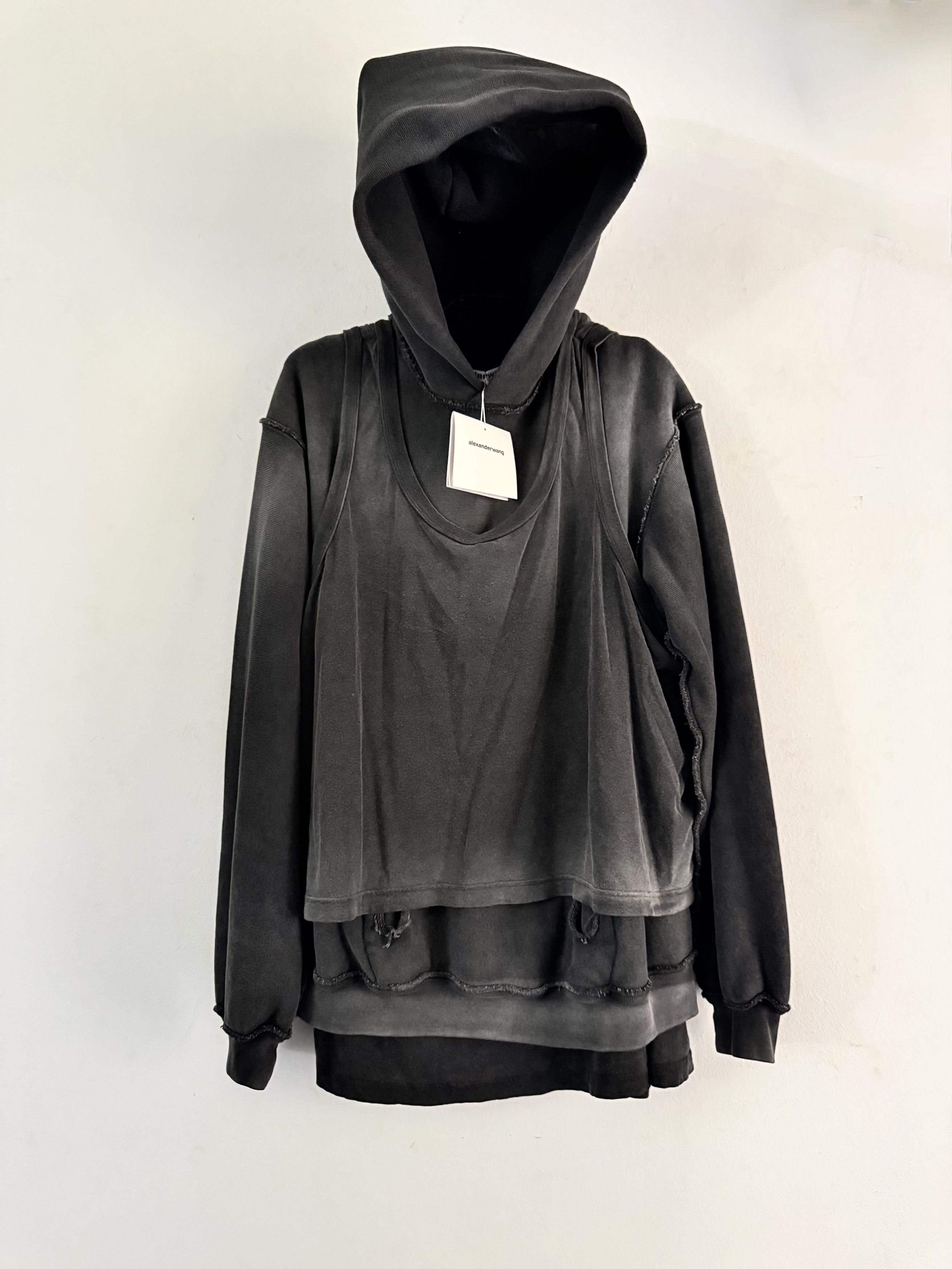 Alexander Wang Oversize Triple Layer Sweatshirt Hooded Distressed Size US S / EU 44-46 / 1 - 2 Thumbnail