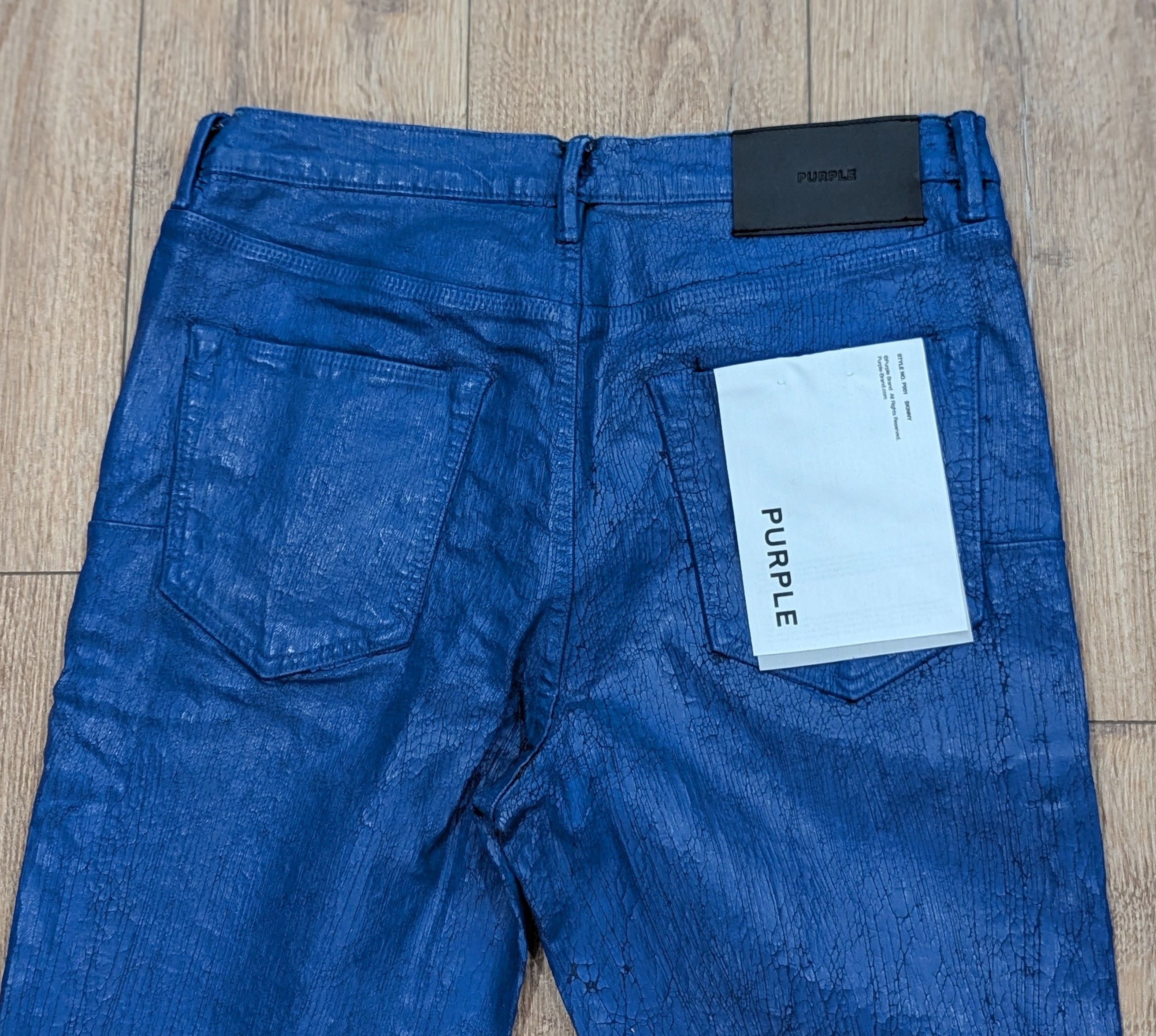 Purple Brand PURPLE BRAND Paint Job Crackled Coated Skinny Jeans Blue 34 Size US 34 / EU 50 - 6 Thumbnail