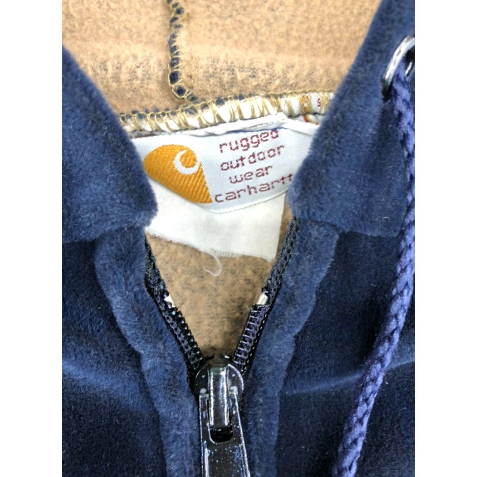 Carhartt VINTAGE Carhartt Mens Velour Hooded Jacket Blue L Made In USA Fleece Lined Chore Jacket Mens Jacket 1980s | Carhartt VINTAGE Hooded Jacket Blues Size US L / EU 52-54 / 3 - 3 Thumbnail