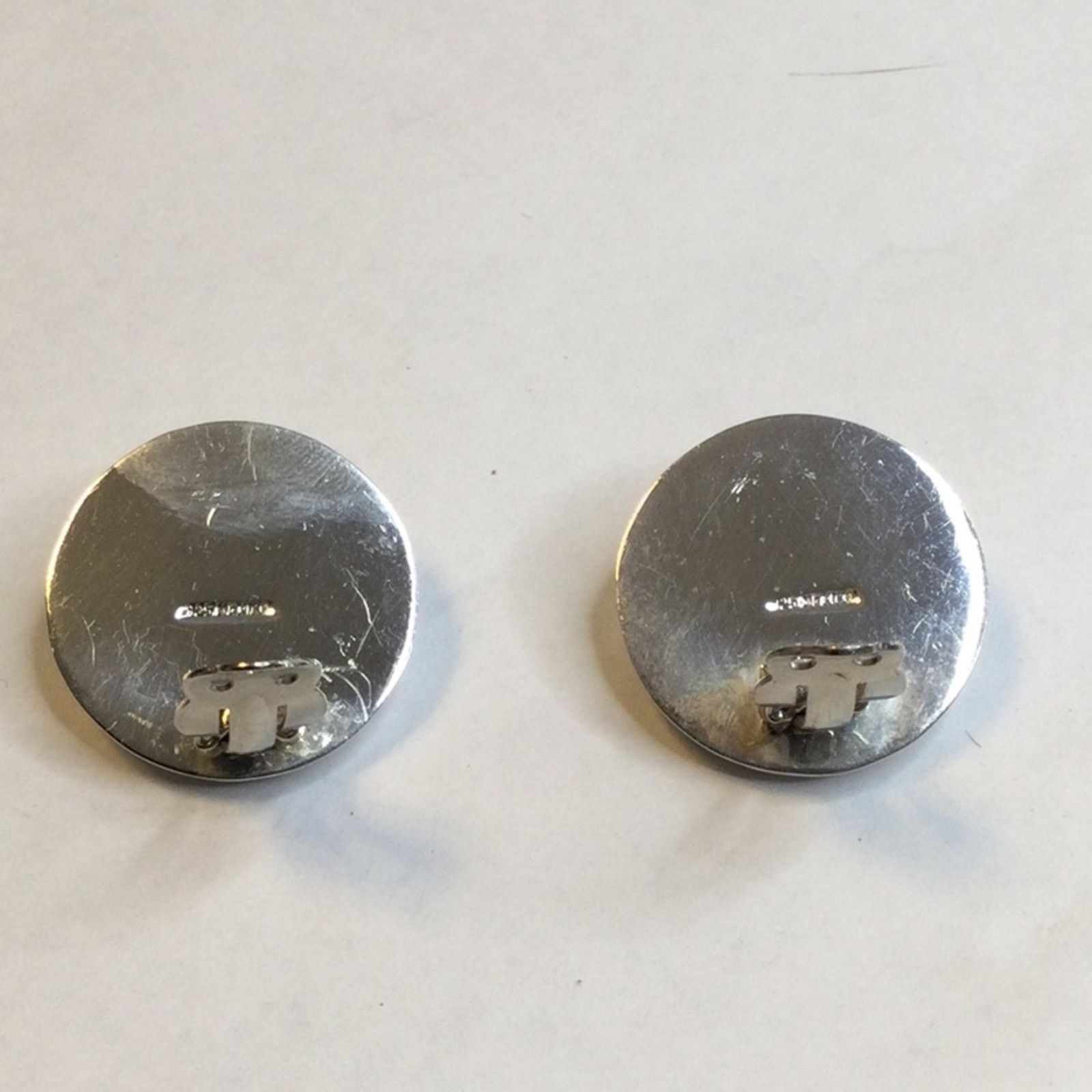 Other Sterling Silver & Black Vintage Round Clip-On Earrings Size ONE SIZE - 4 Thumbnail