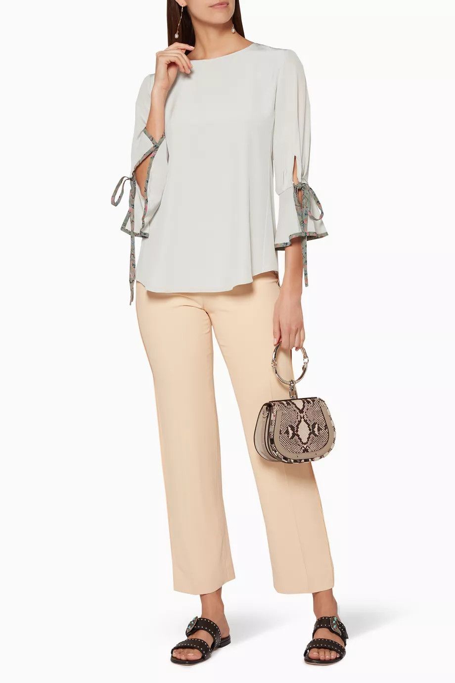 Chloe o1y0825 Silk Blouse in Light Gray Size S / US 4 / IT 40 - 4 Thumbnail