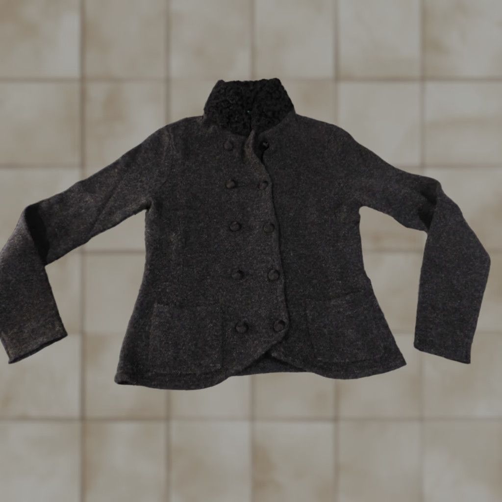 Ralph Lauren Lauren Ralph Lauren Jacket Womens Small Charcoal Gray Wool Blend Button Up Peaco Size S / US 4 / IT 40 - 1 Thumbnail