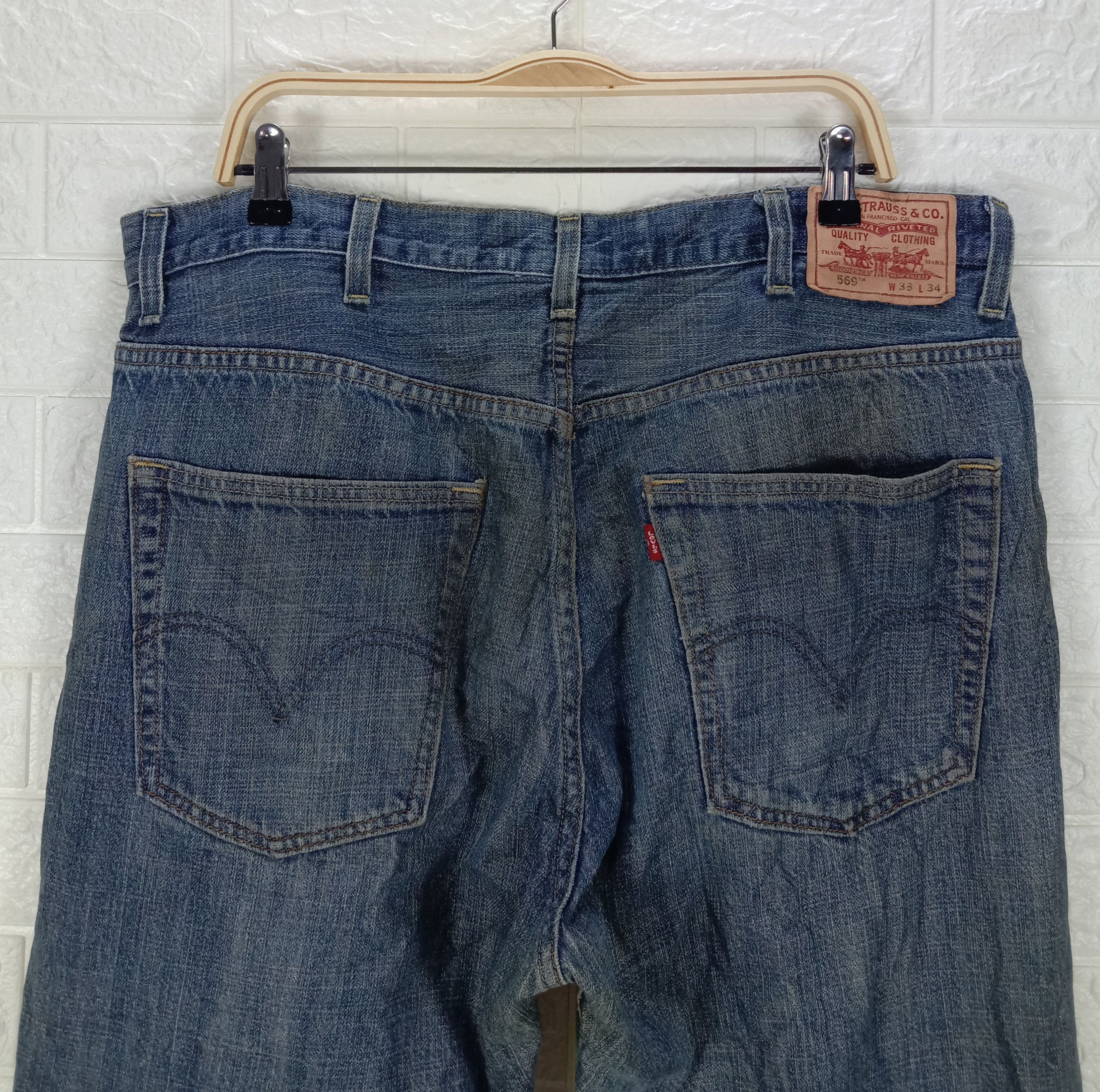 Levi's Vintage Levi's 569 Jeans Dirty Wash Loose Straight Denim Size US 38 / EU 54 - 6 Thumbnail