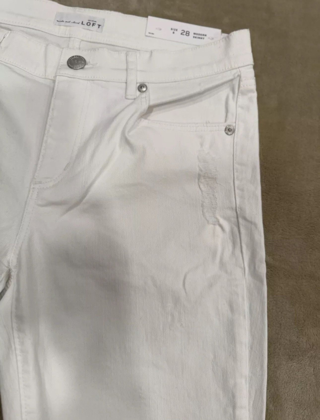 Ann Taylor Ann Taylor Loft White Skinny Ankle Jeans Size 6/28 Size 28" / US 6 / IT 42 - 5 Thumbnail