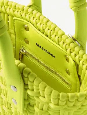 Balenciaga o1y0625 Size : OS / Double Handle Basket Bag in Lemon Green Size ONE SIZE - 3 Thumbnail