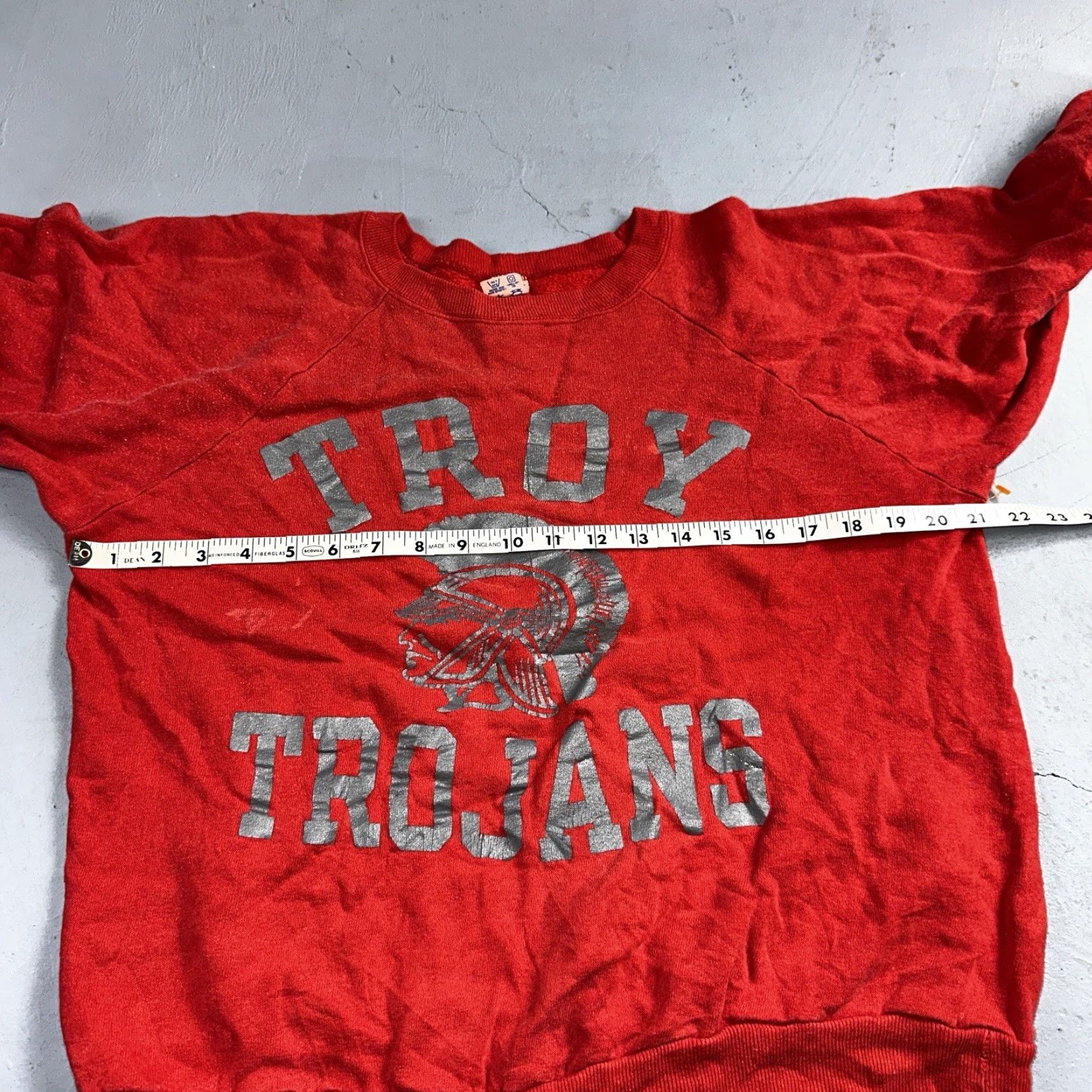 Champion VINTAGE Champion USA Sweatshirt Football 80s Red - Men's Pullover Hooded Cotton Warmup College Troy Trojans Size L Size US L / EU 52-54 / 3 - 7 Thumbnail