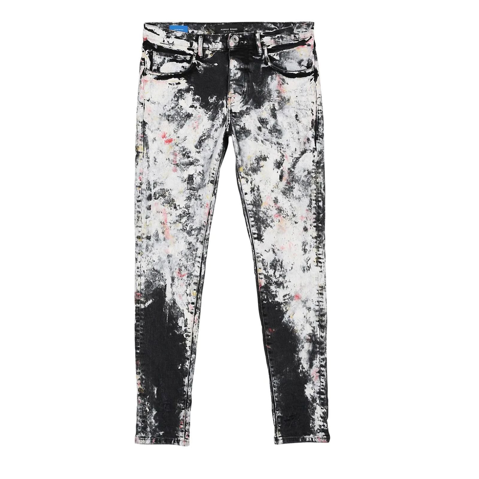 image of Purple Brand Splatter Print Slim-Fit Jeans Black, Men's (Size 36)