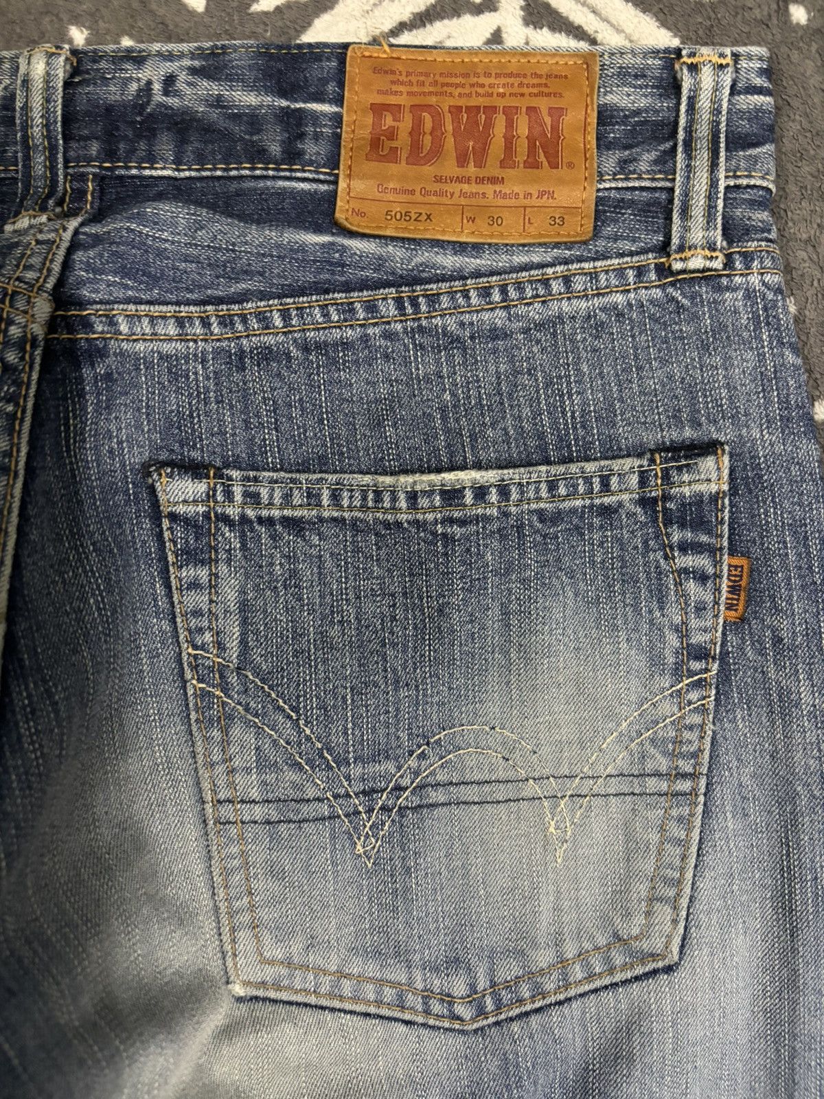 Edwin Vintage Edwin 505ZX Selvedge Blue Wash Distressed Jeans Size US 34 / EU 50 - 13 Thumbnail