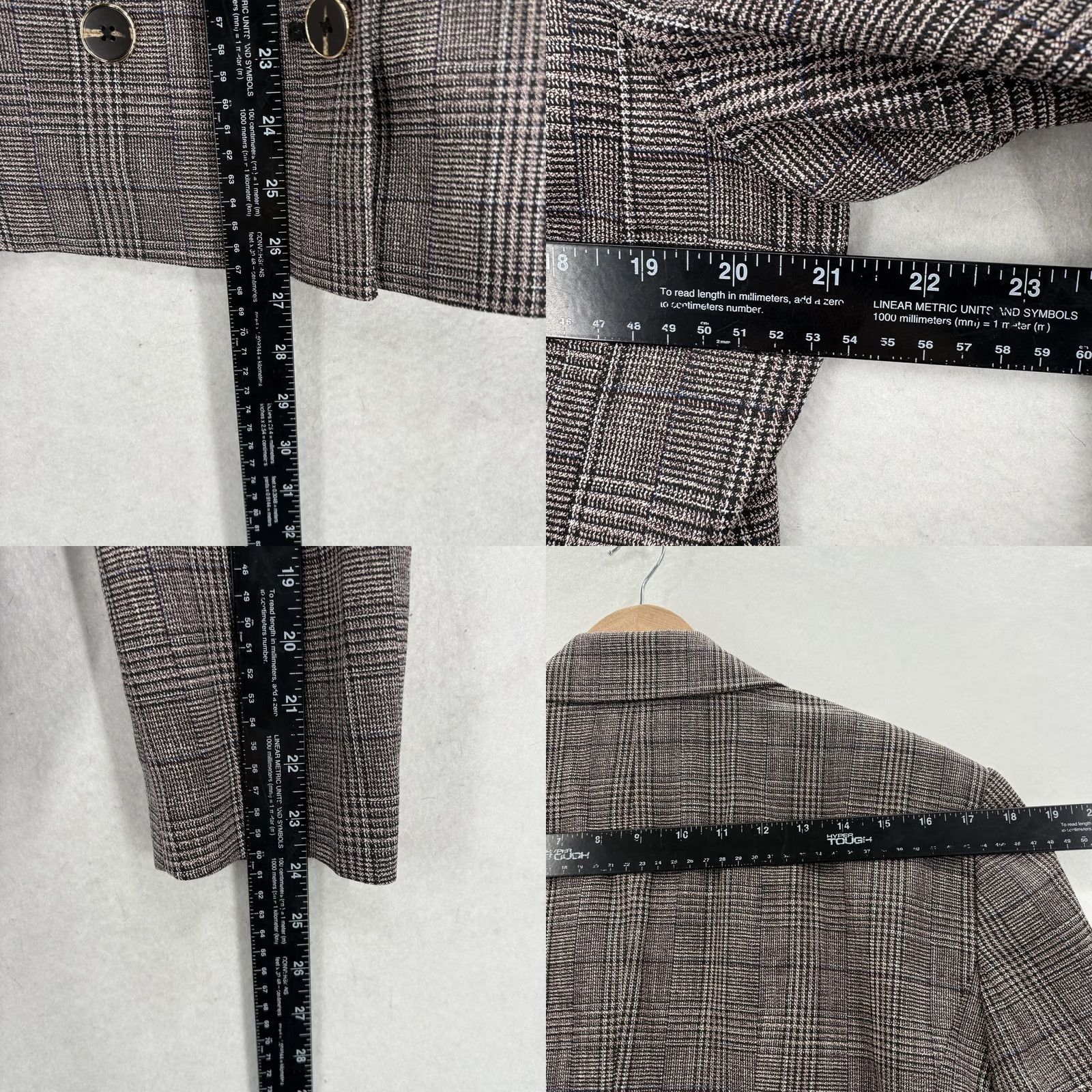 Ann Taylor Ann Taylor Blazer Womens 14 Gray Plaid Double Breasted Work Jacket Career Formal Size XL / US 12-14 / IT 48-50 - 8 Thumbnail