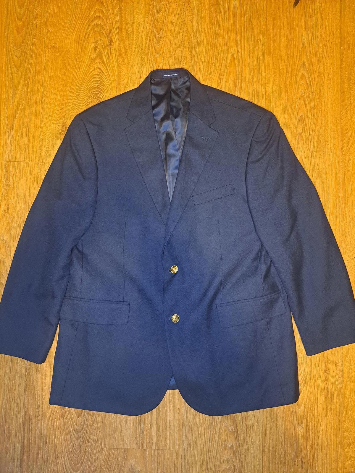 Stafford Stafford Blazer Mens 42R Navy Gold Buttons Double Vented Size 42R - 1 Thumbnail