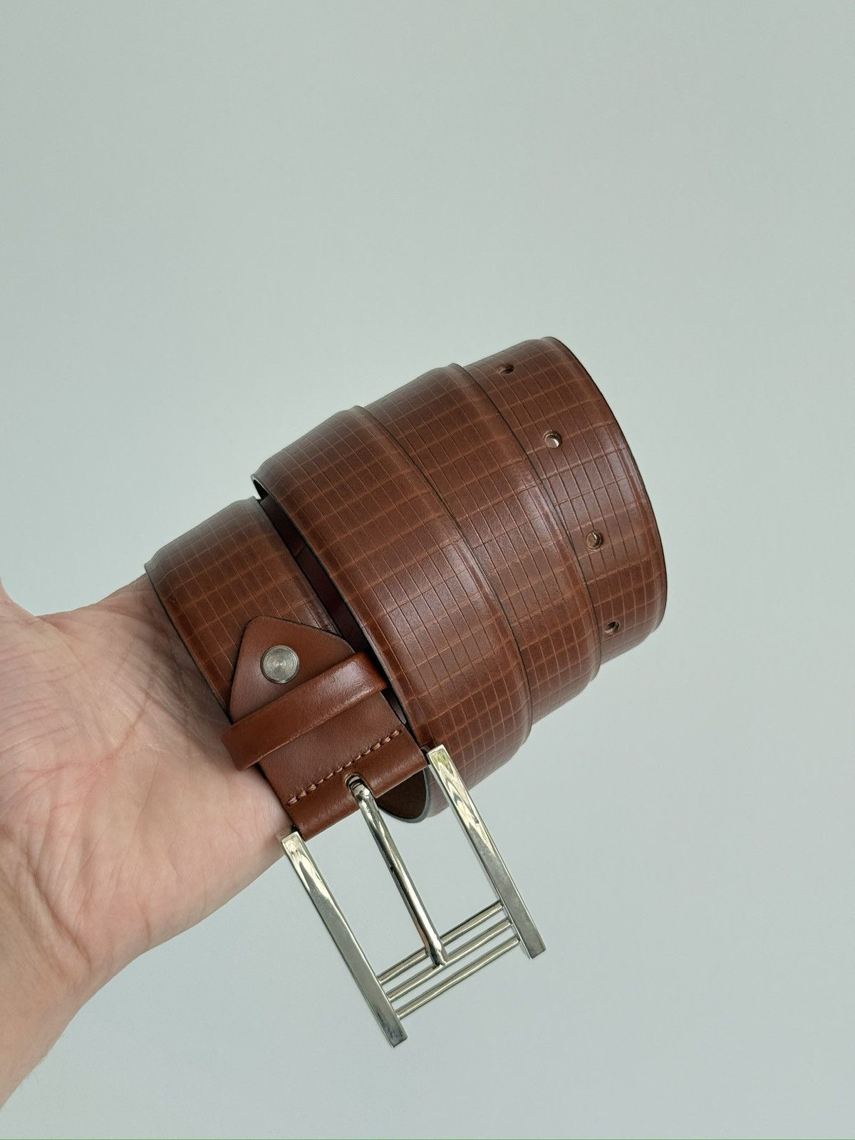 Ermenegildo Zegna Ermenegildo Zegna Brown Textured Leather Belt Buckle 95/110 Size ONE SIZE - 8 Thumbnail