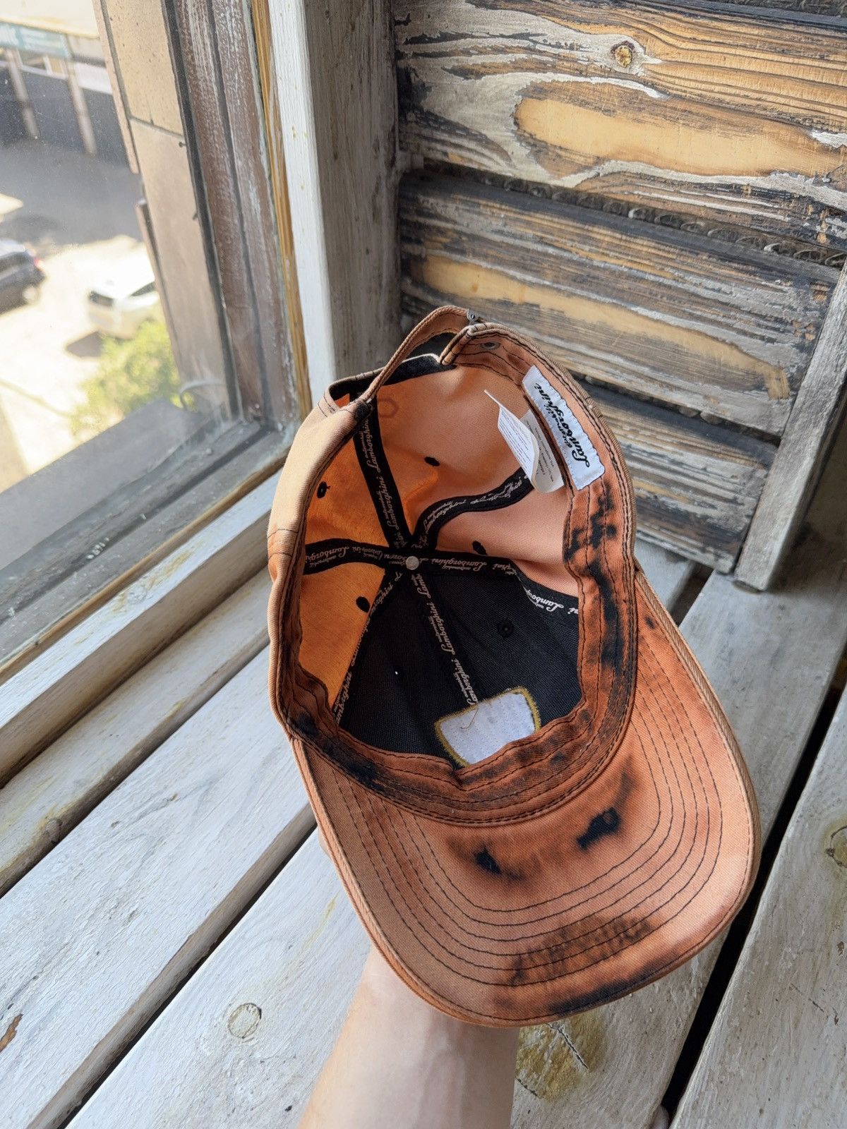 Lamborghini Official Lamborghini Cap Distressed Burn Fade Style Hat Cap Size ONE SIZE - 7 Thumbnail