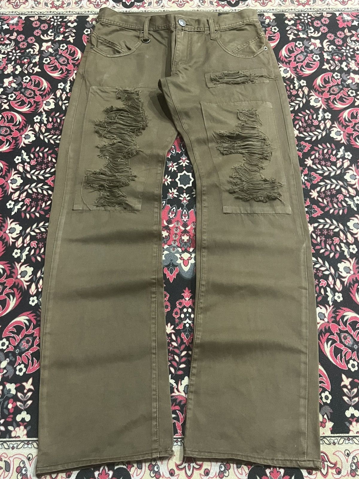 semanticdesign Vintage Japanese Semantic Design Brown Wash Distressed Pants Size US 30 / EU 46 - 1 Thumbnail