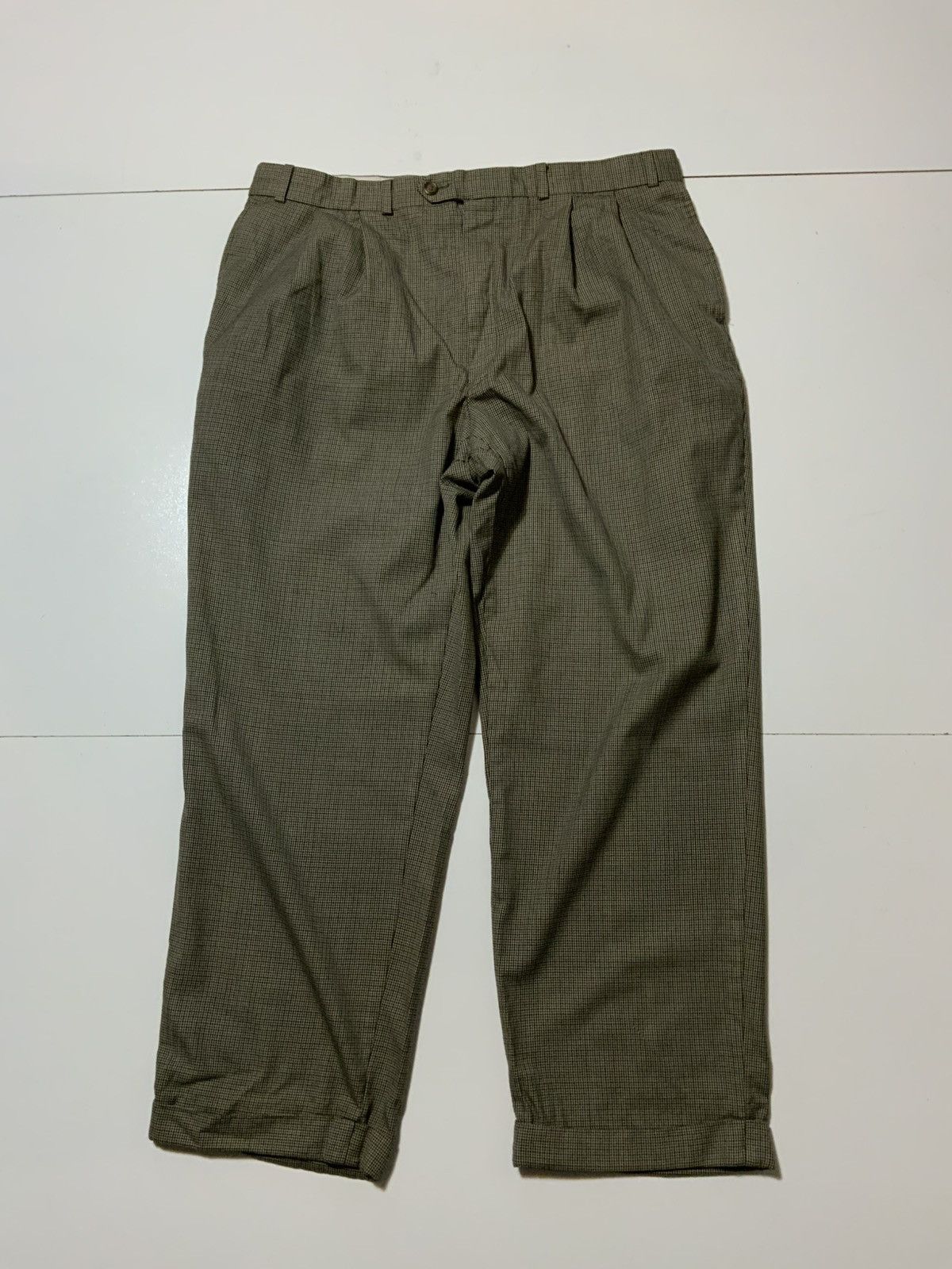Polo Ralph Lauren × Vintage Vintage Ralph Lauren Wool Houndstooth Pleated Cuffed Pants Size US 38 / EU 54 - 1 Thumbnail