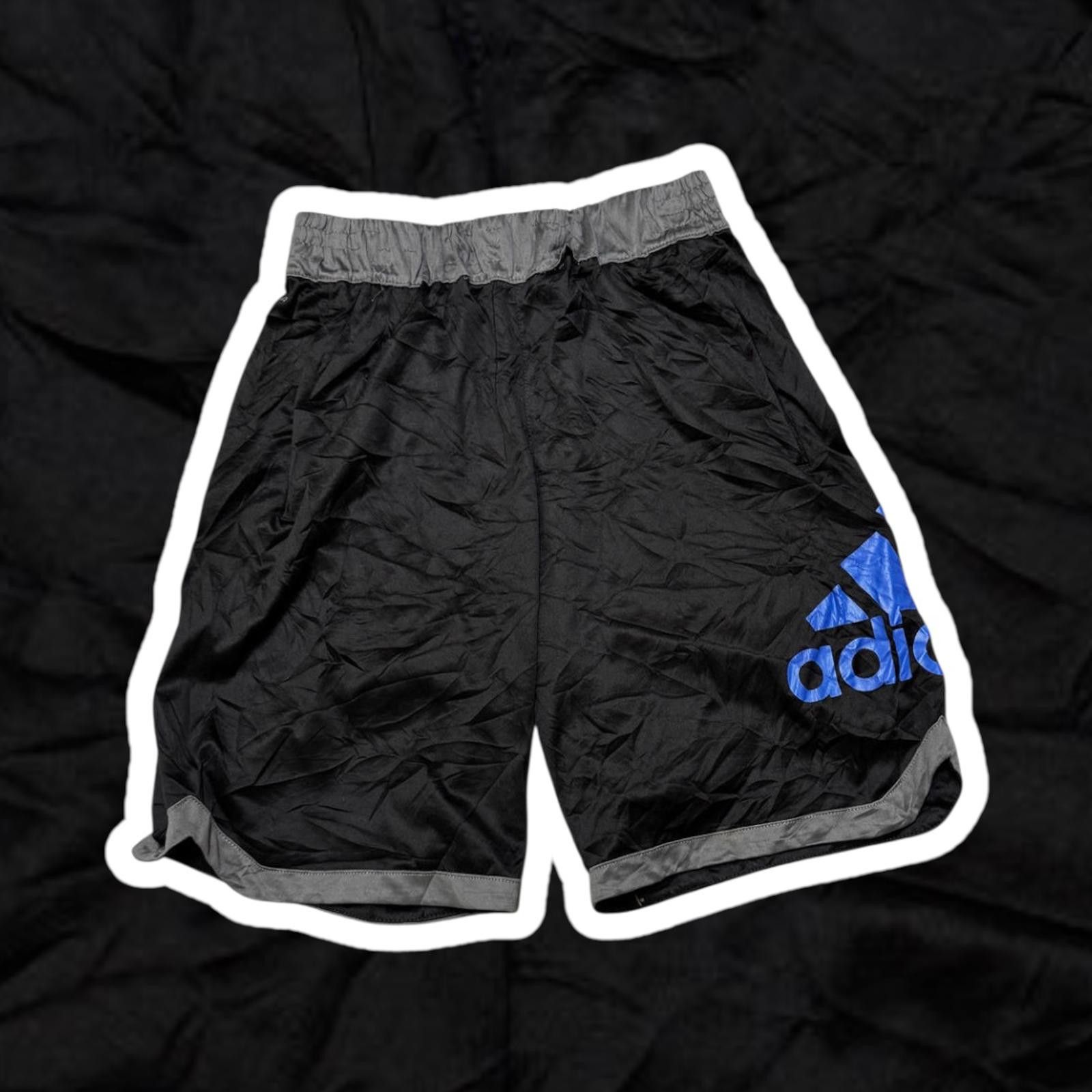 Adidas Adidas Black Sports Shorts with Blue Logo Size US 32 / EU 48 - 1 Thumbnail