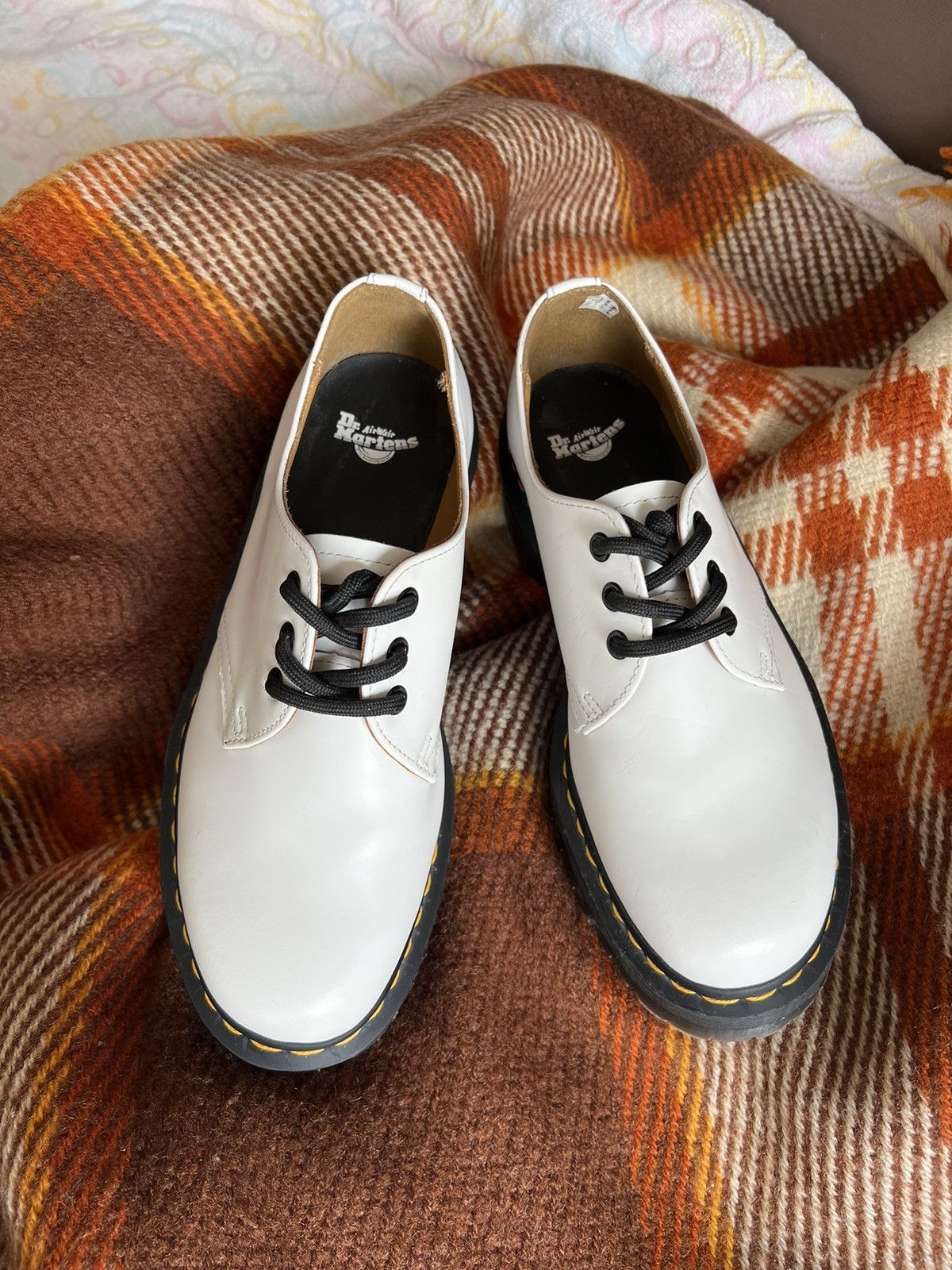 Dr Martens 1461 White Quad Leather Platform Oxford Boots