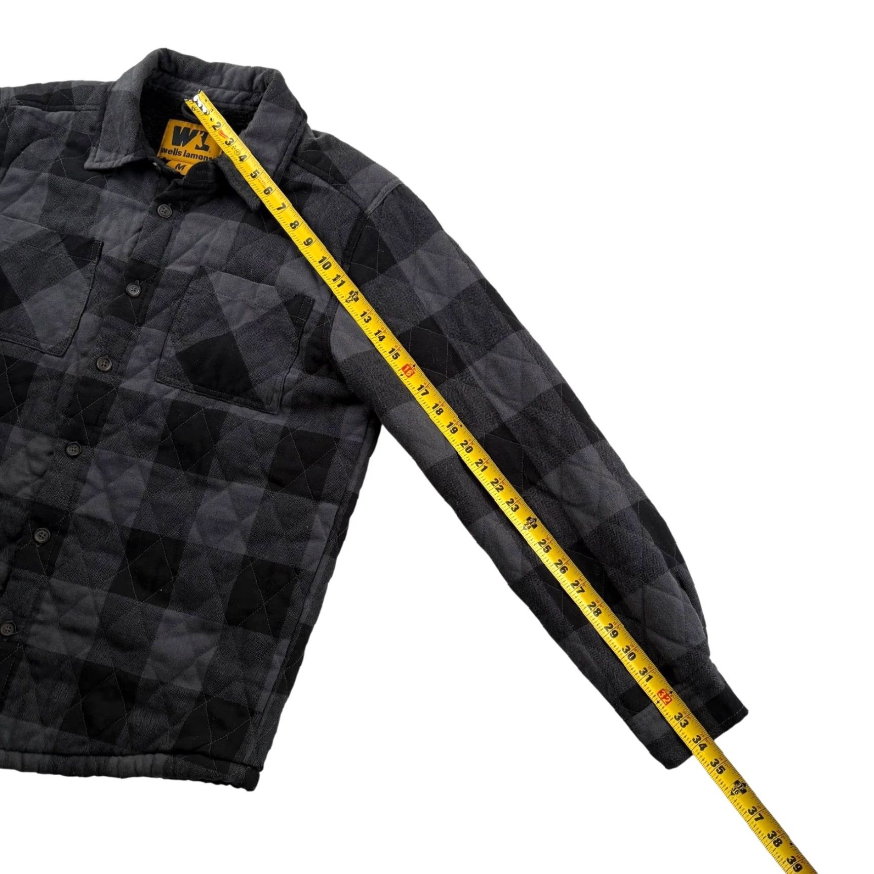 Vintage Wells Lamont Men’s Quilted Sherpa-Lined Plaid Button-Down Jacket Gray Medium Size US M / EU 48-50 / 2 - 6 Thumbnail