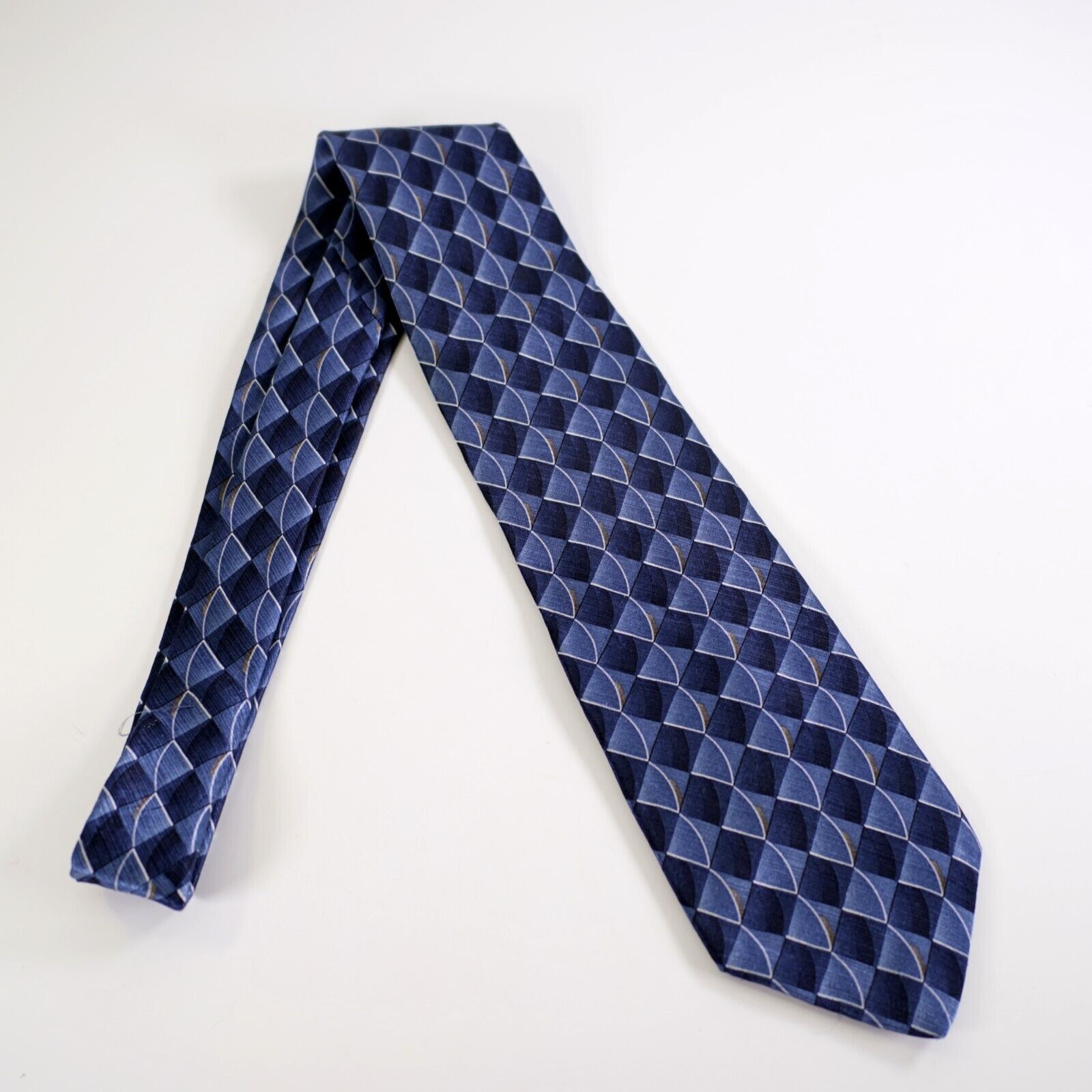 Arrow Arrow Blue Abstract Geometric Metallic Sheen Print Silk Tie Size ONE SIZE - 6 Thumbnail
