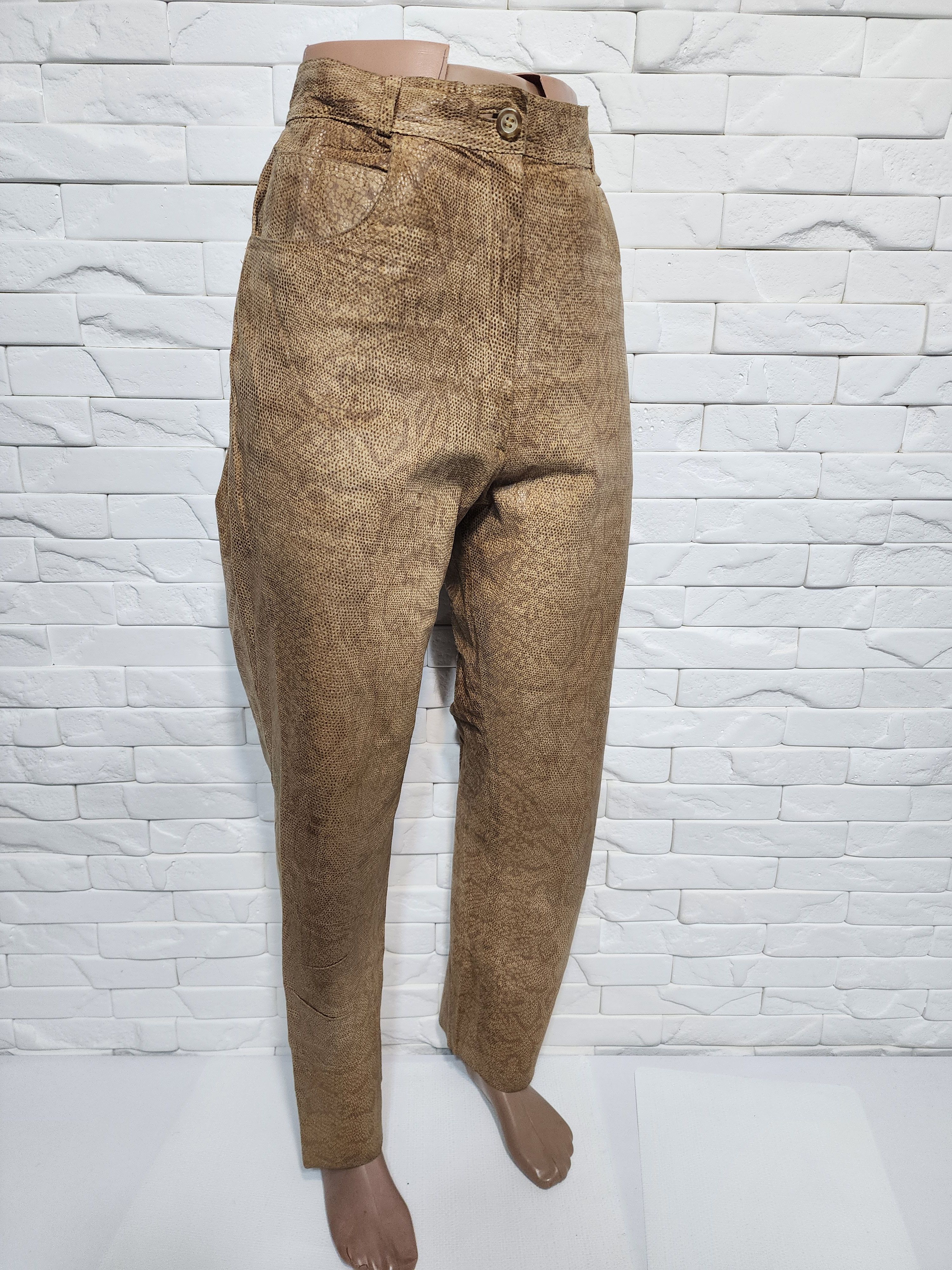 Genuine Leather Brown women's leather pants. Size 30" / US 8 / IT 44 - 3 Thumbnail
