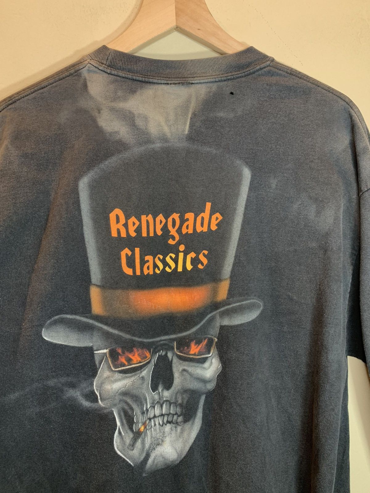 Vintage *RARE* Vintage 90’s Renegade Biker Skull Flame Faded Shirt Size US L / EU 52-54 / 3 - 5 Thumbnail