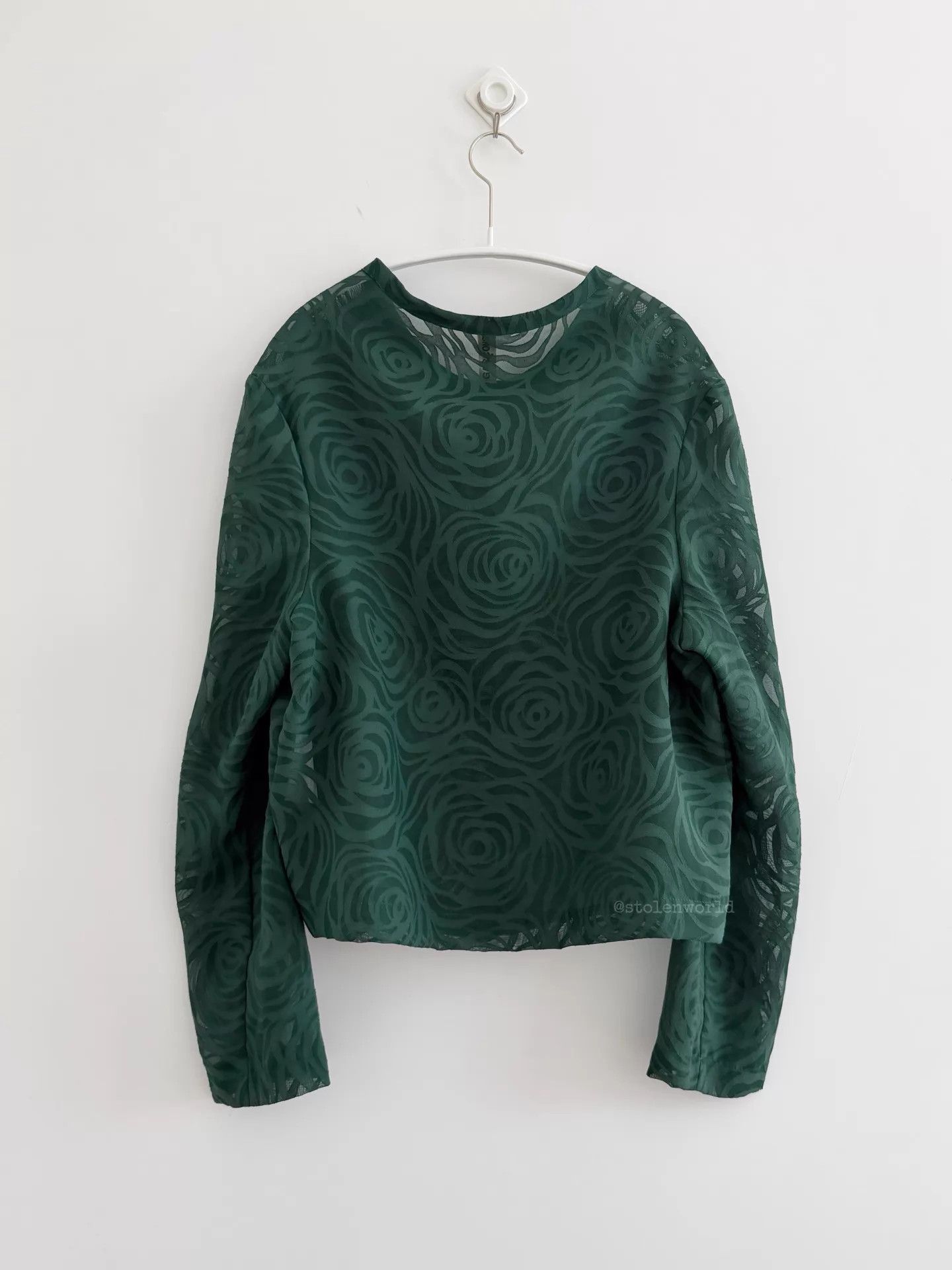 Comme des Garcons CDG 1996 FW Dark Green Rose Sheer Top Size ONE SIZE - 4 Thumbnail