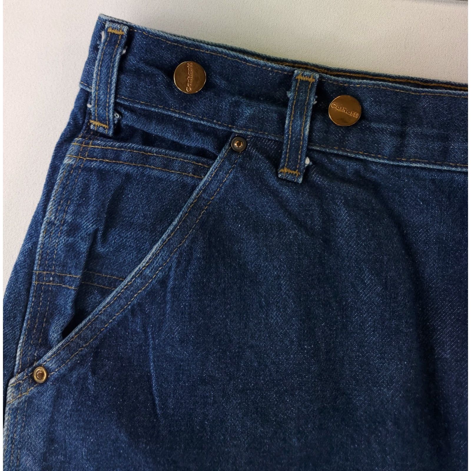 Carhartt VINTAGE Carhartt Jeans Double Knee VTG Blue Suspender Buttons Mens 48x31.5 Size US 32 / EU 48 - 4 Thumbnail