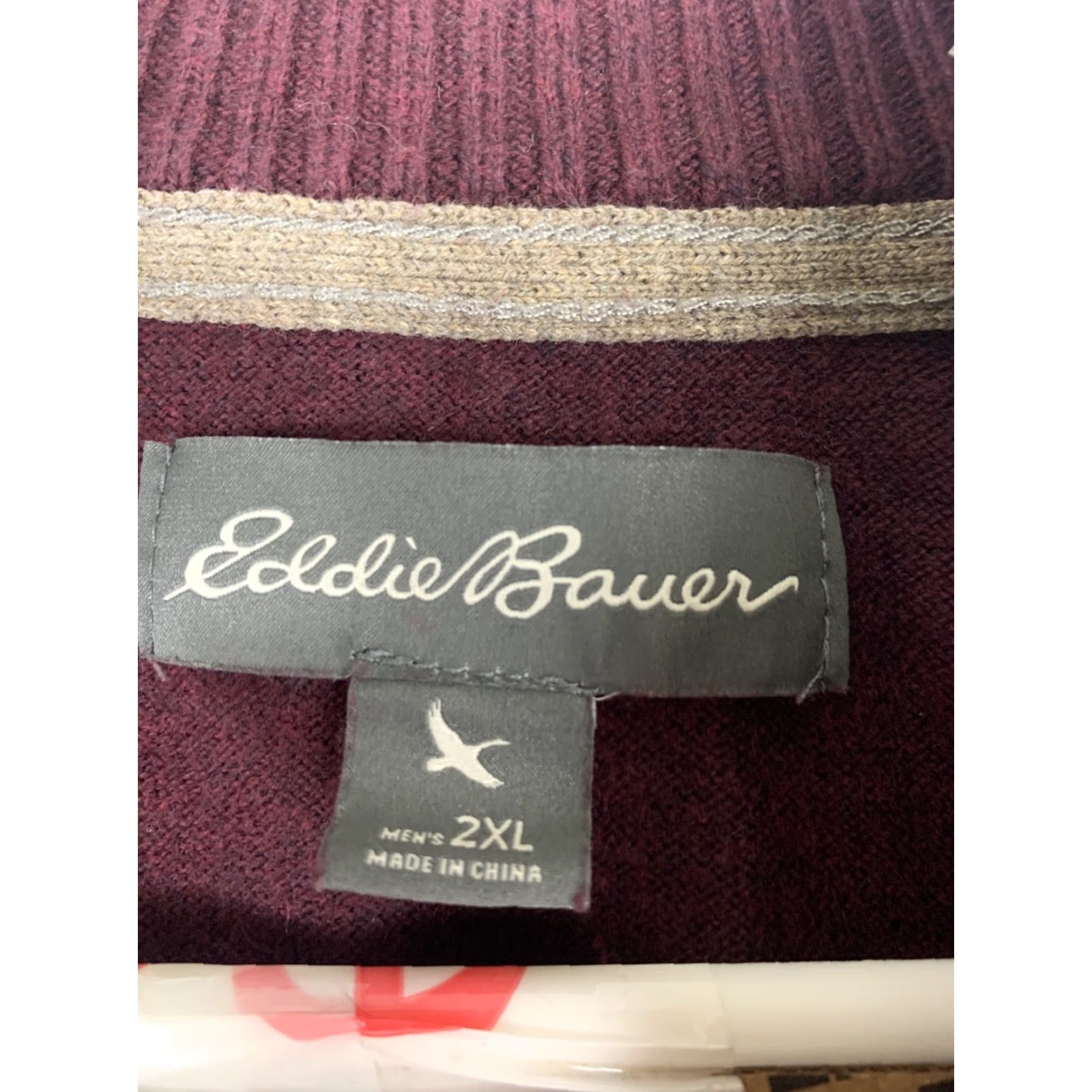 Eddie Bauer Eddie Bauer Mens 2XL Maroon Cotton Wool 1/4 Zip Waffle Thermal Shirt Size US XXL / EU 58 / 5 - 6 Thumbnail