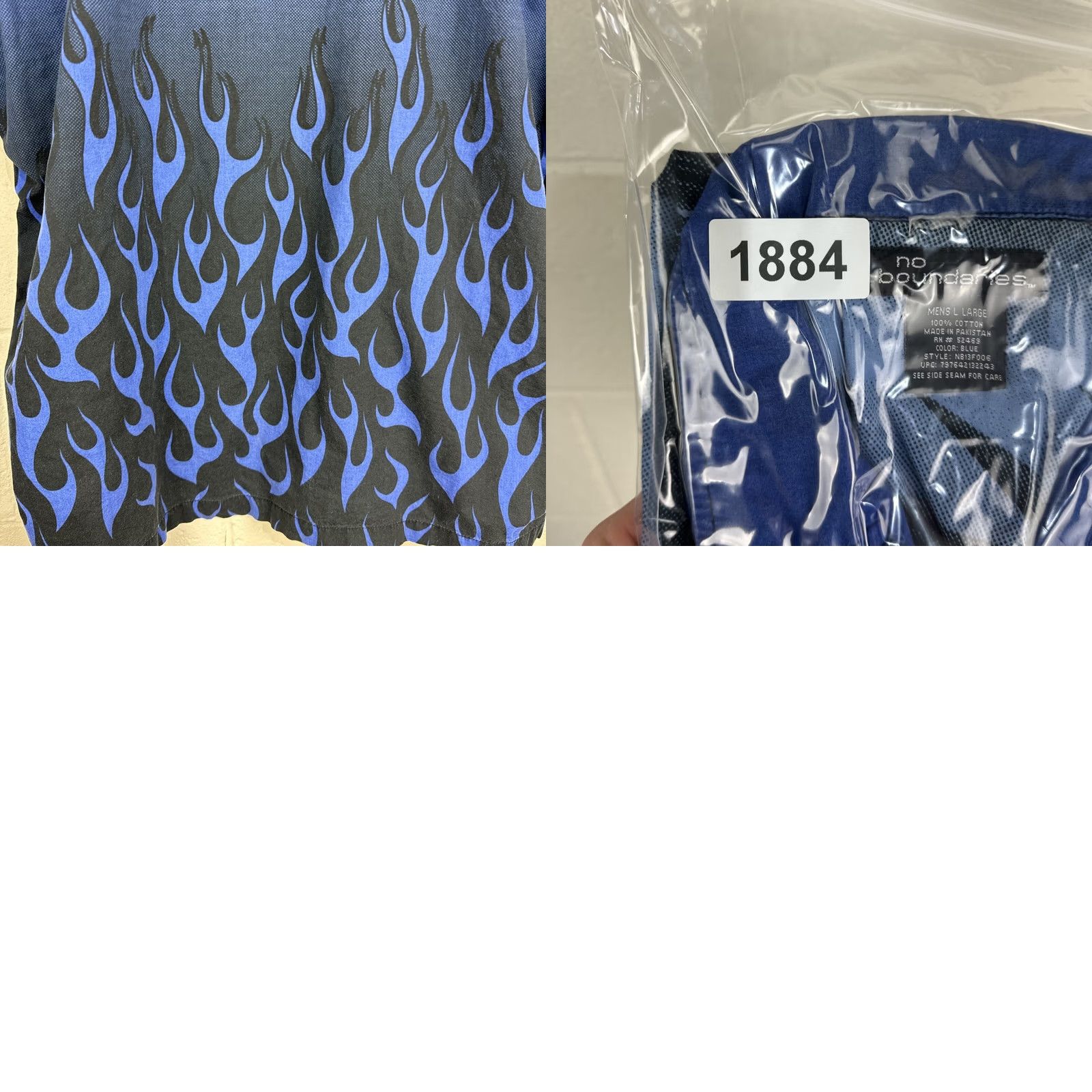 Vintage VINTAGE No Boundaries Shirt Large Blue Flame Black Button Up Short Sleeve Car Size US L / EU 52-54 / 3 - 10 Thumbnail